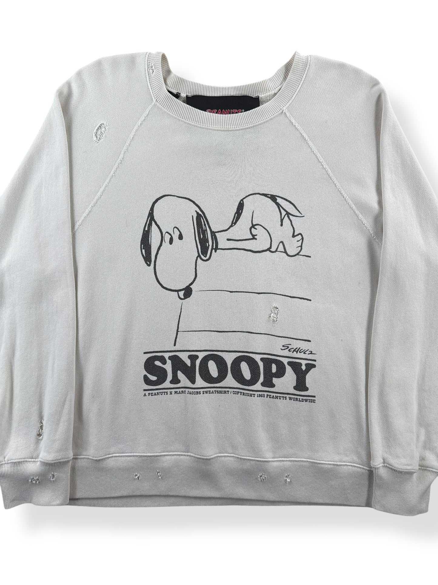 Front Close Up of Repro Marc Jacob's x Snoopy Peanuts Sweatshirt SZ M