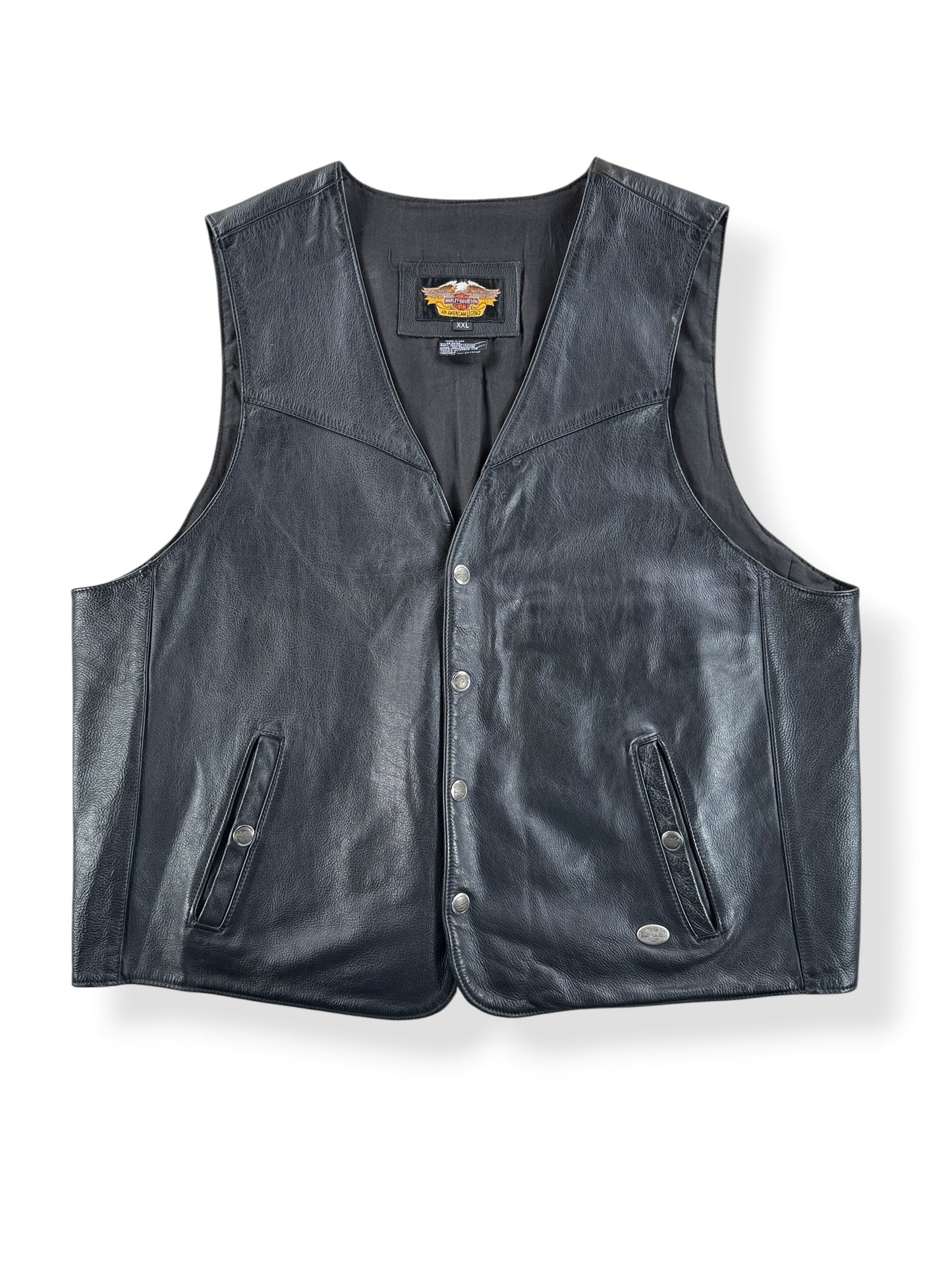 Front of Vintage Harley Leather Vest SZ XXL