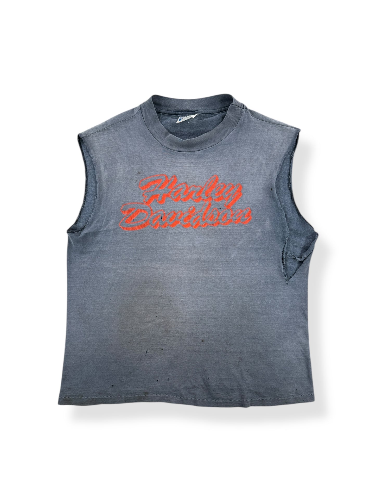 Front of Vintage Insanely Faded Harley Davidson New Mexico Cutoff Tee SZ M