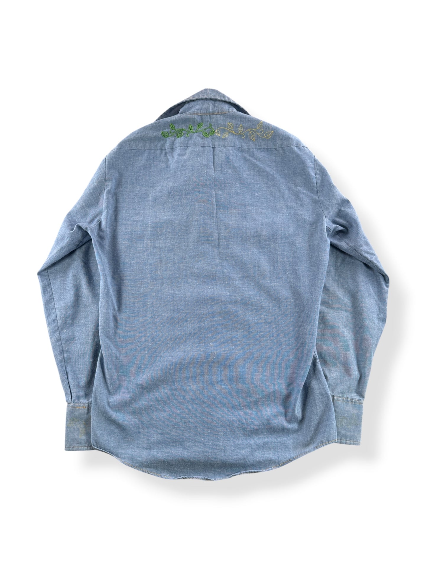 Back of Vintage 70s Embroidered Chambray Shirt
