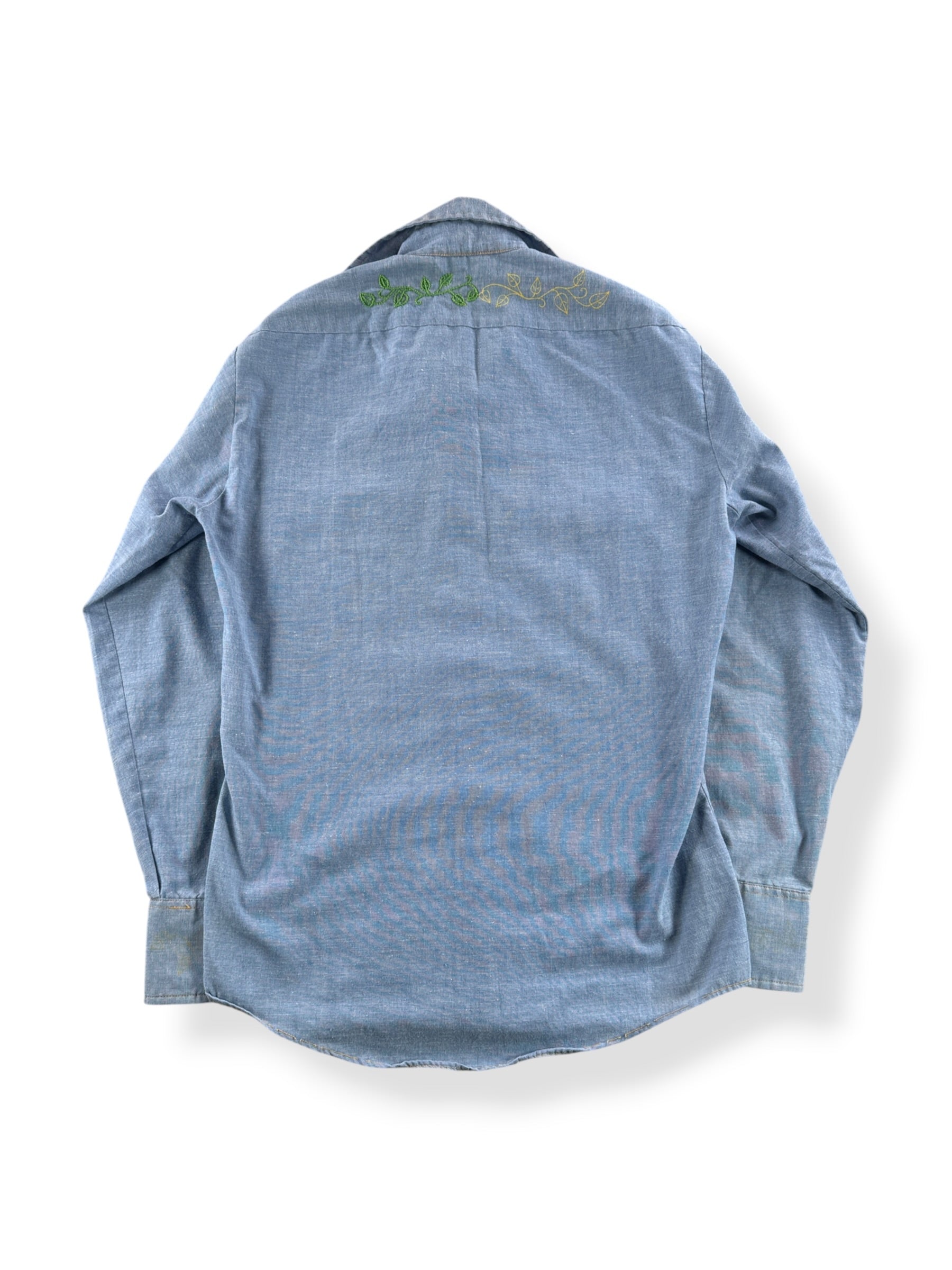 Back of Vintage 70s Embroidered Chambray Shirt