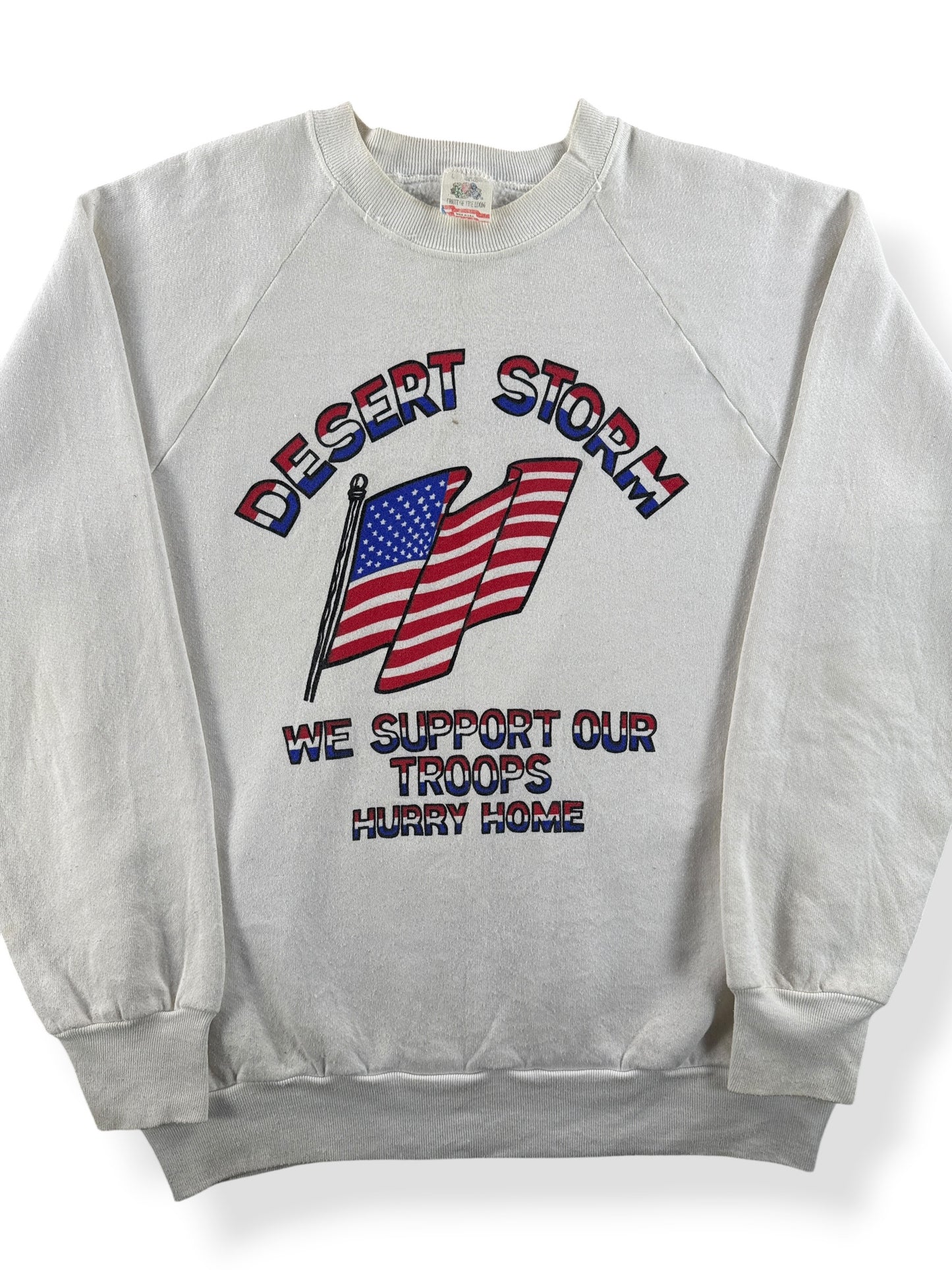 Front Close Up of Vintage Desert Storm Crewneck SZ L (Fits M)