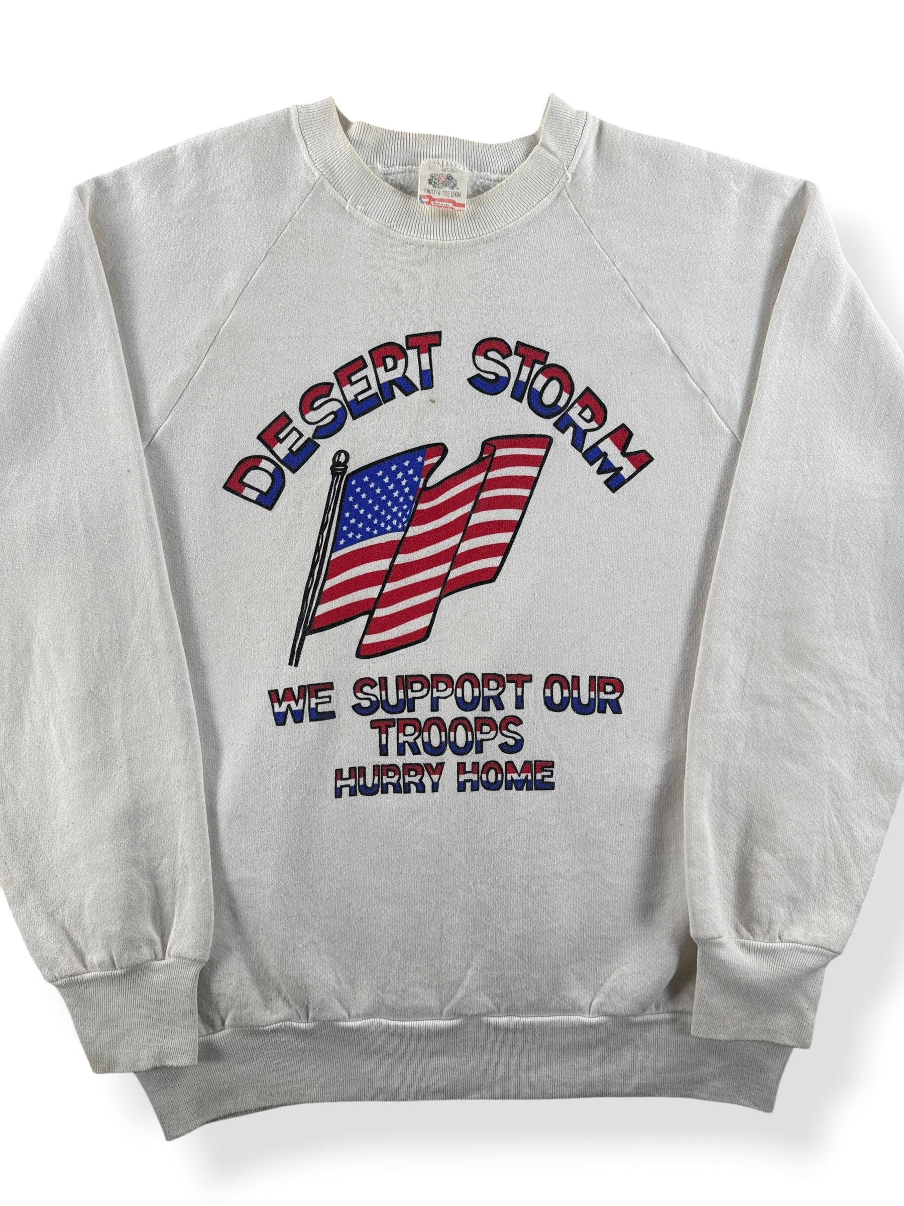 Front Close Up of Vintage Desert Storm Crewneck SZ L (Fits M)