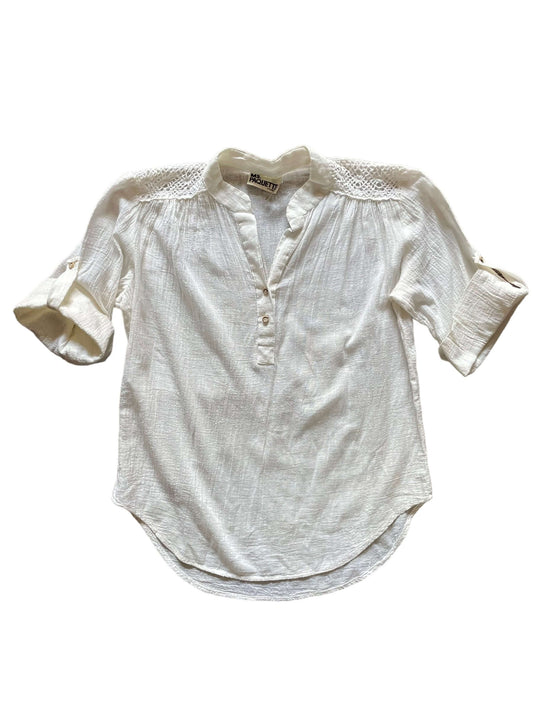 Full front view of Vintage 1970s Indian Cotton Shirt SZ M-L | Vintage Ladies Clothing | Barn Owl True Vintage