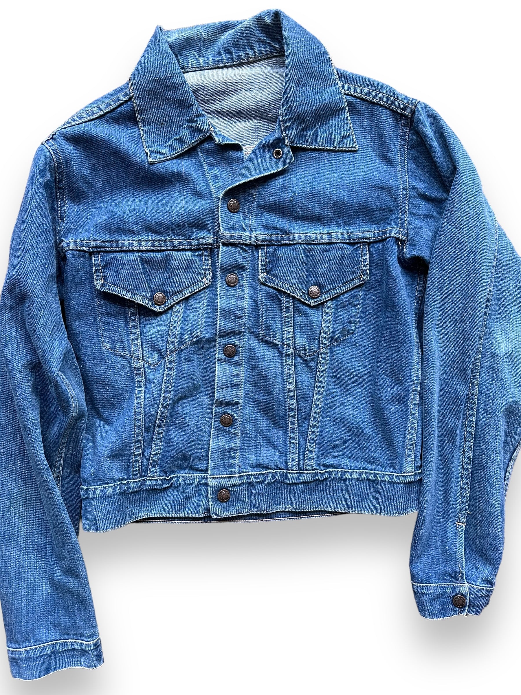 Front Detail on Vintage Unbranded Type 3 Denim Jacket SZ M | Vintage Denim Jacket Seattle | Seattle Vintage Denim