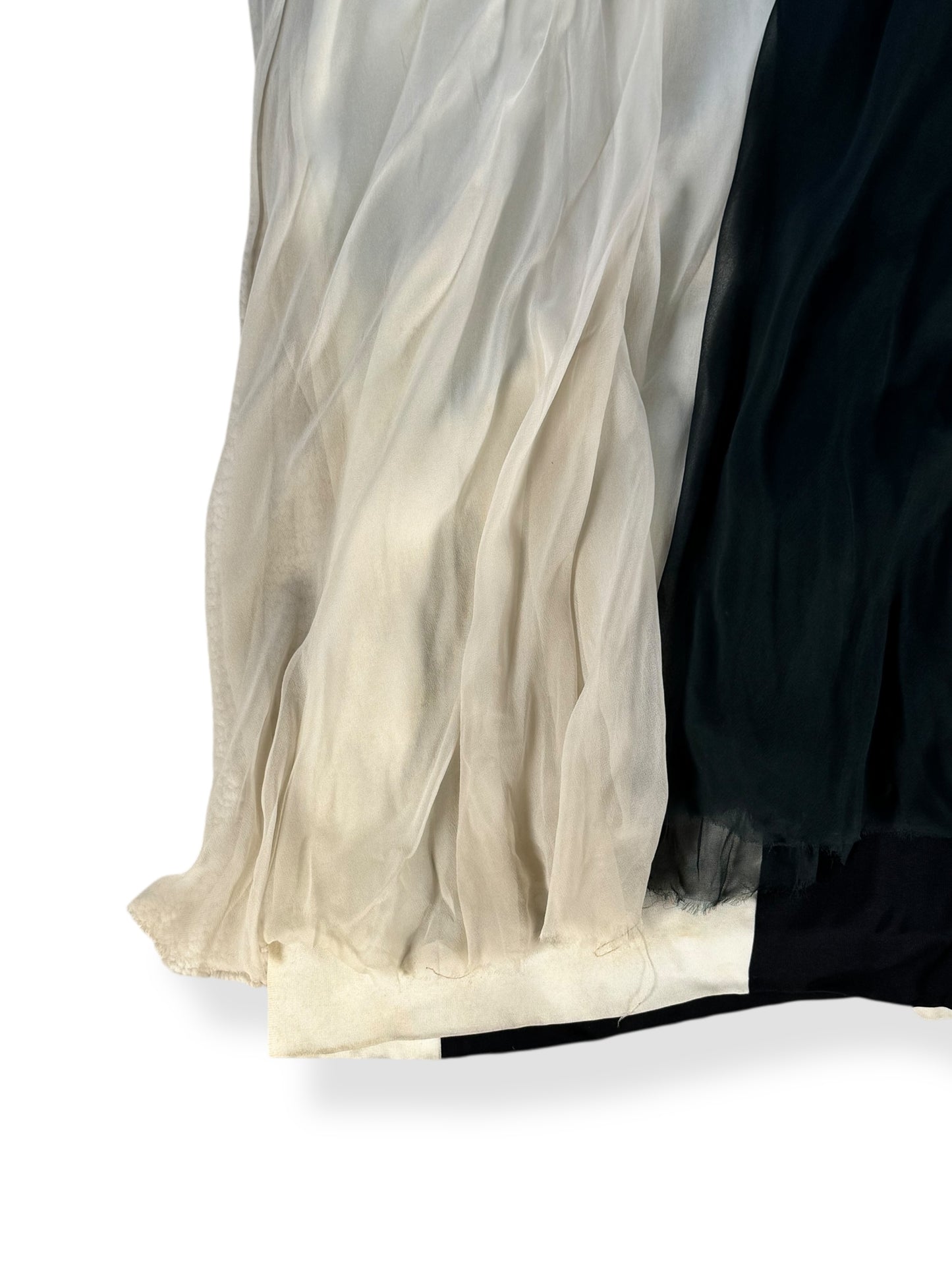 Frayed hem of 1960s Wounded Bird Colorblock Chiffon Maxi Dress L