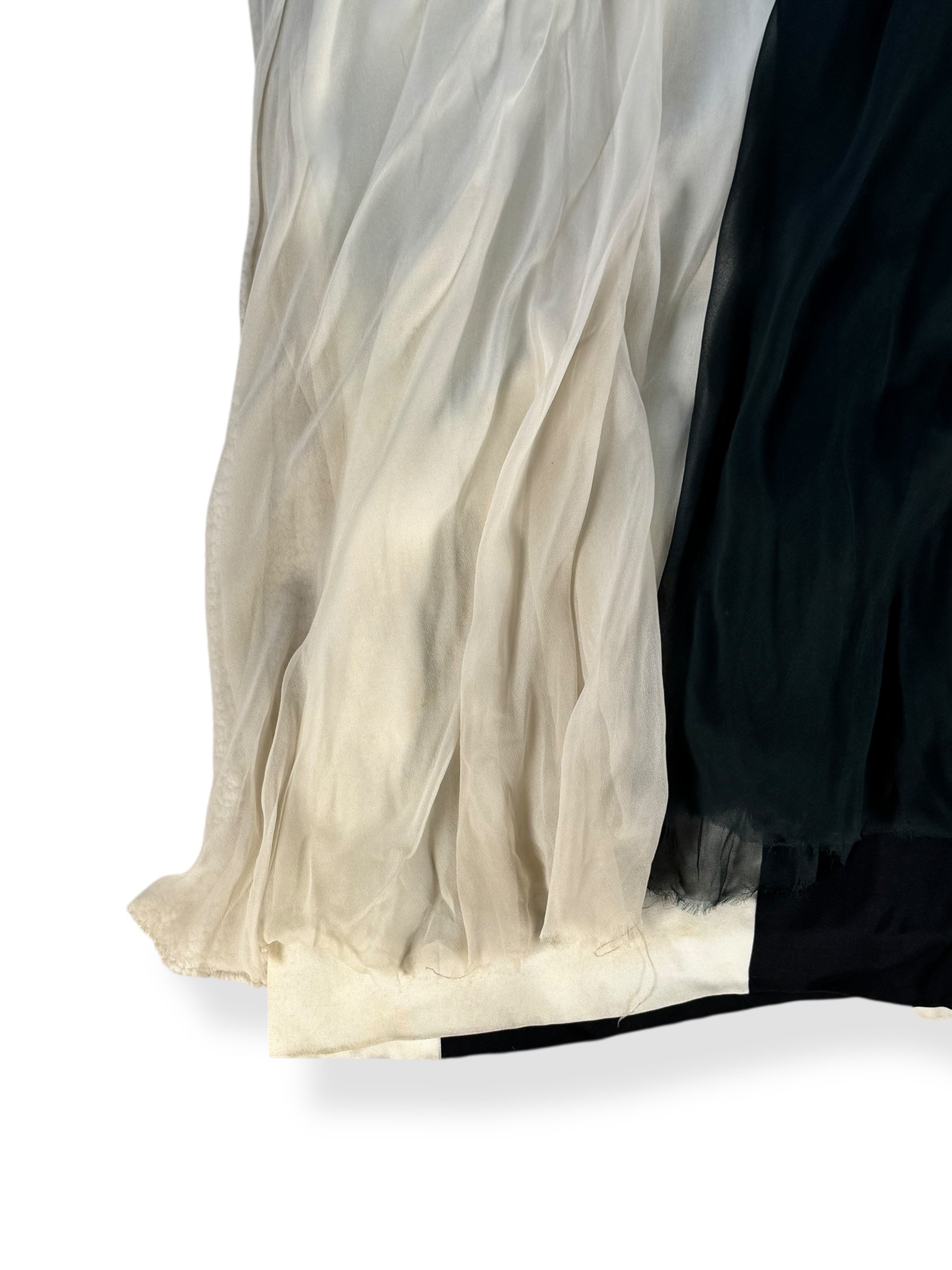 Frayed hem of 1960s Wounded Bird Colorblock Chiffon Maxi Dress L