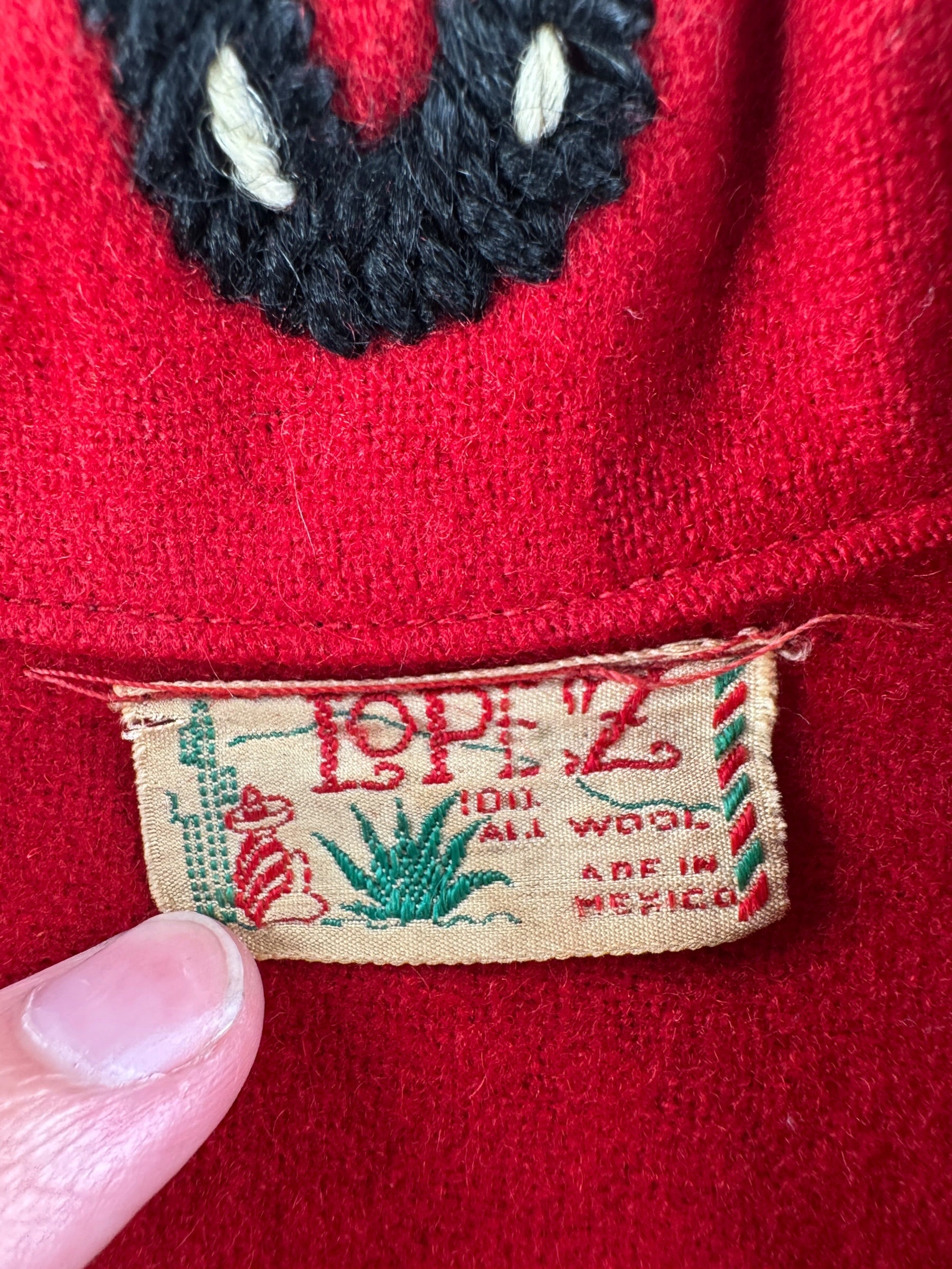 Tag on Vintage Lopez Mexican Embroidered Coat SZ XS