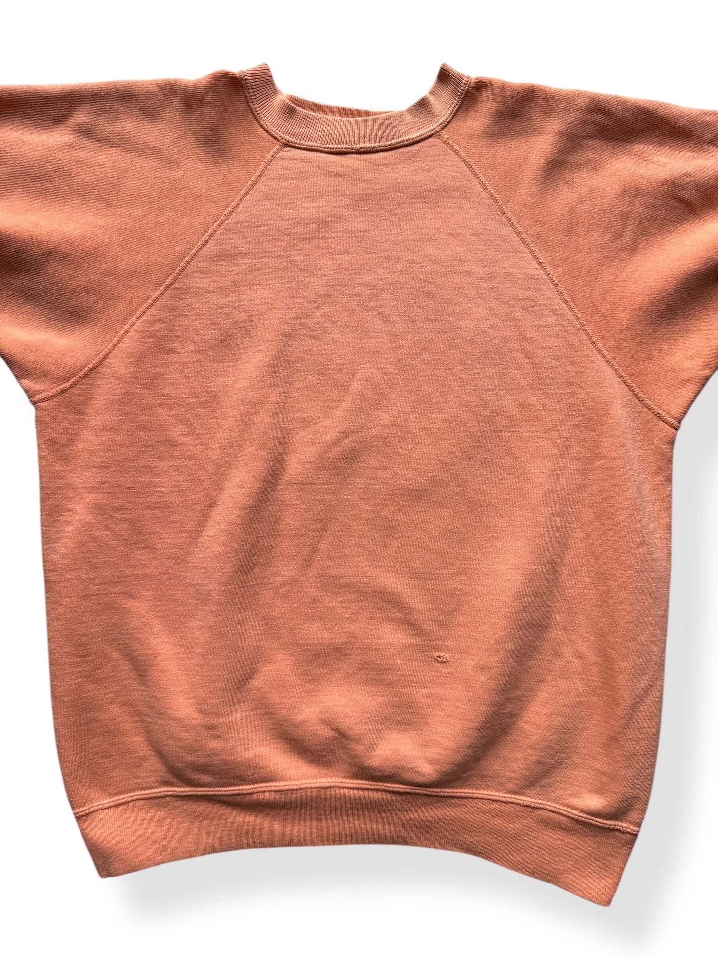 Front Close Up of Vintage 60s Era Peach Short Sleeve Crewneck