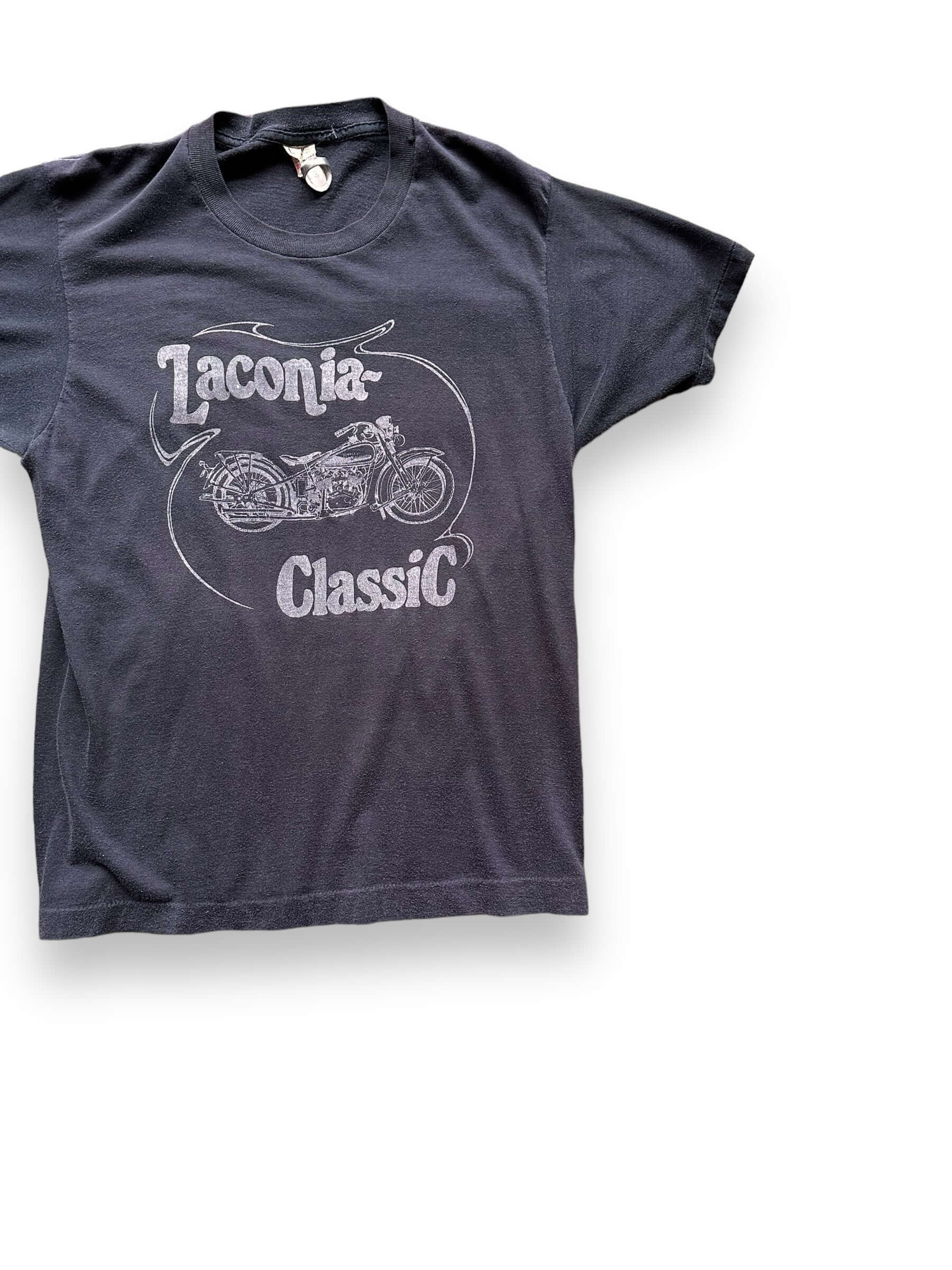 Front Left View of Vintage Laconia Motorcycle Classic Tee SZ L | Vintage Harley Tee Seattle
