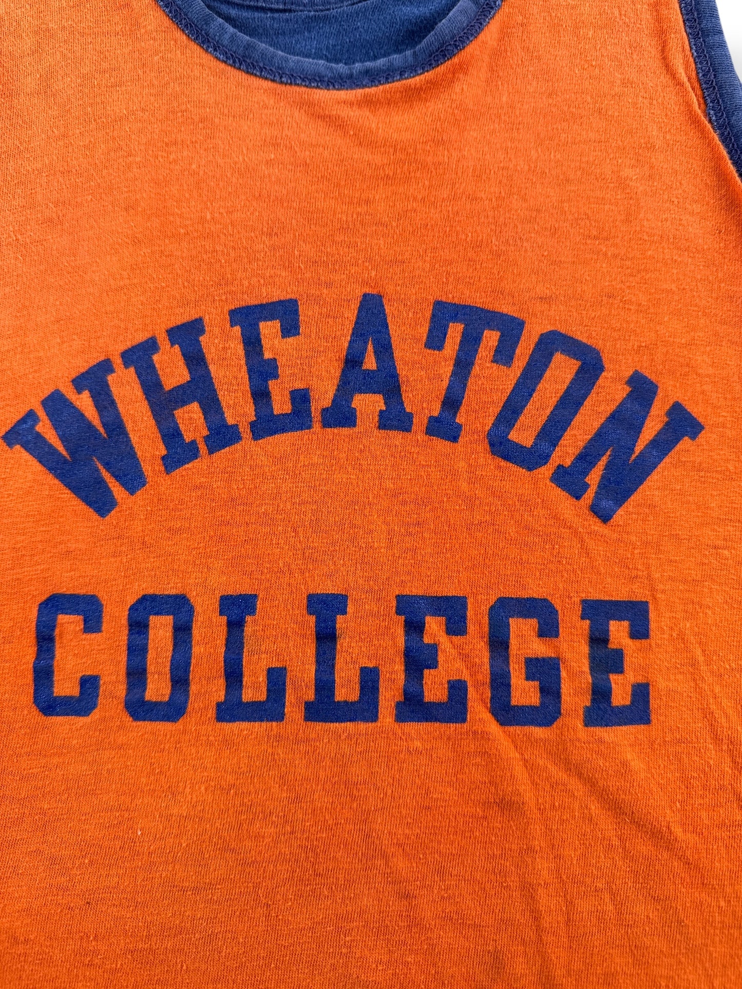 Graphic of Vintage Champion Blue Bar Wheaton College Reversible Tank Top SZ L (Fits M)