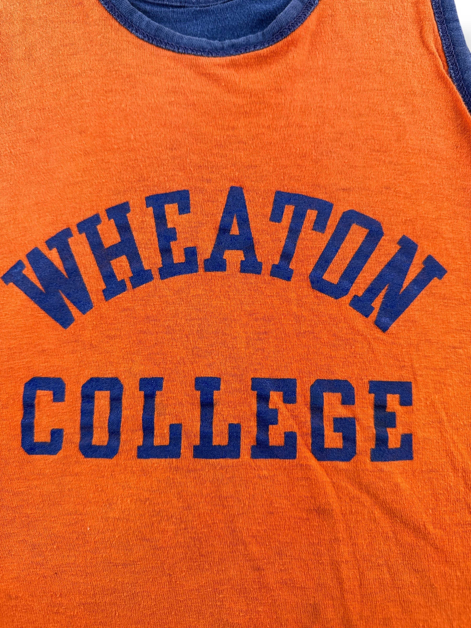 Graphic of Vintage Champion Blue Bar Wheaton College Reversible Tank Top SZ L (Fits M)