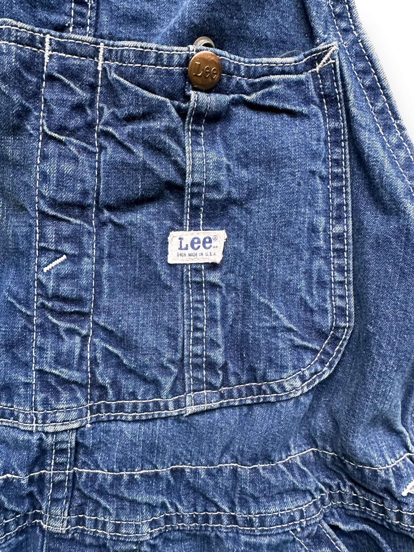 Lee Union Made Tag on 70's Era Lee Jelt Denim Overalls | Vintage Denim Workwear Seattle | Seattle Vintage Denim