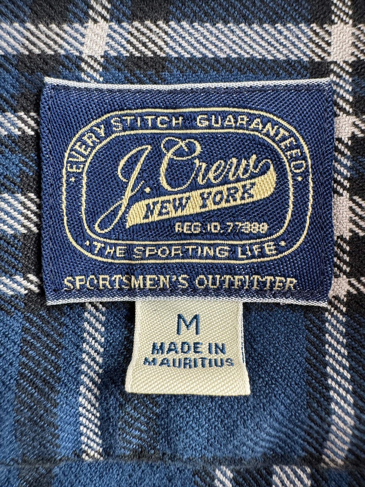 Labels on J. Crew Blue Plaid Shirt SZ M