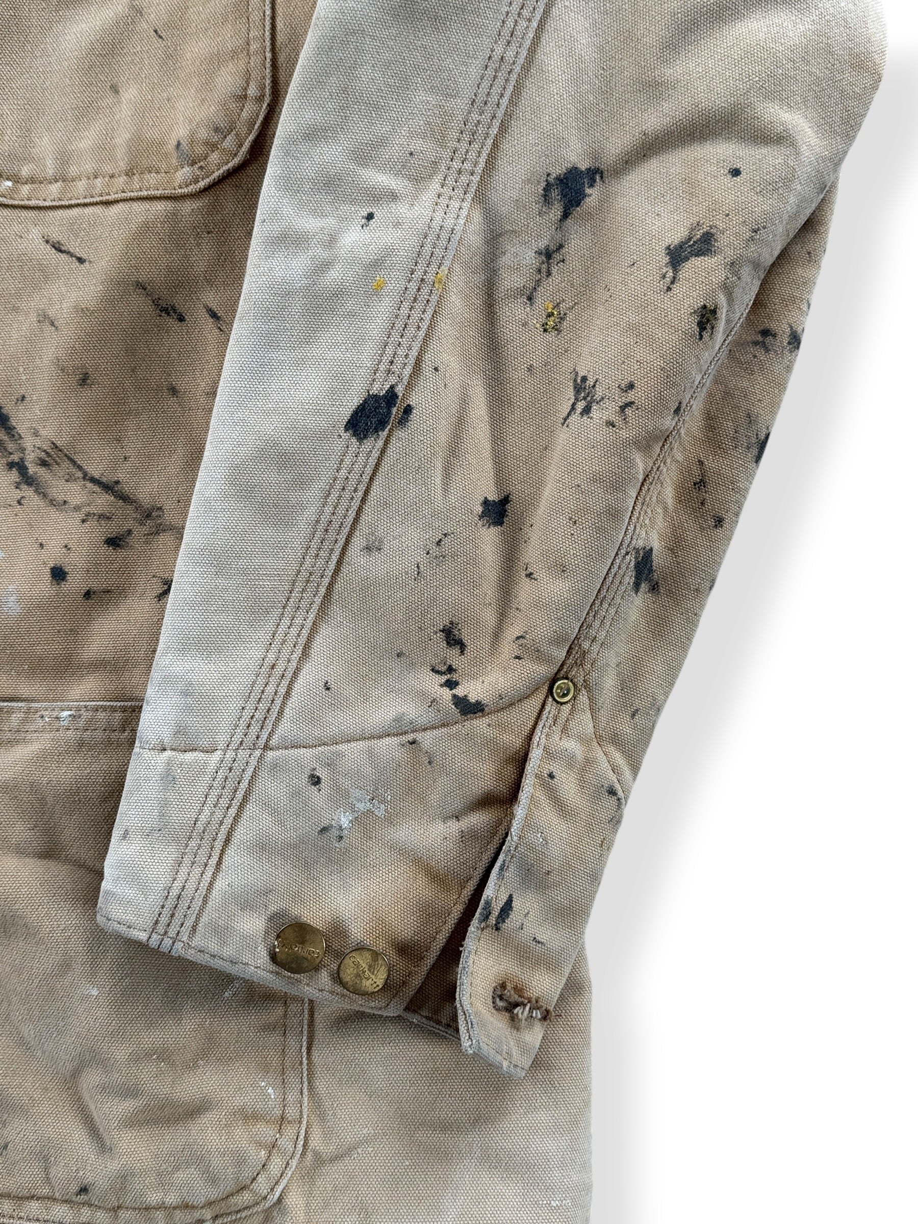 Paint on Vintage Carhartt Paint Splattered Chore Coat SZ XL