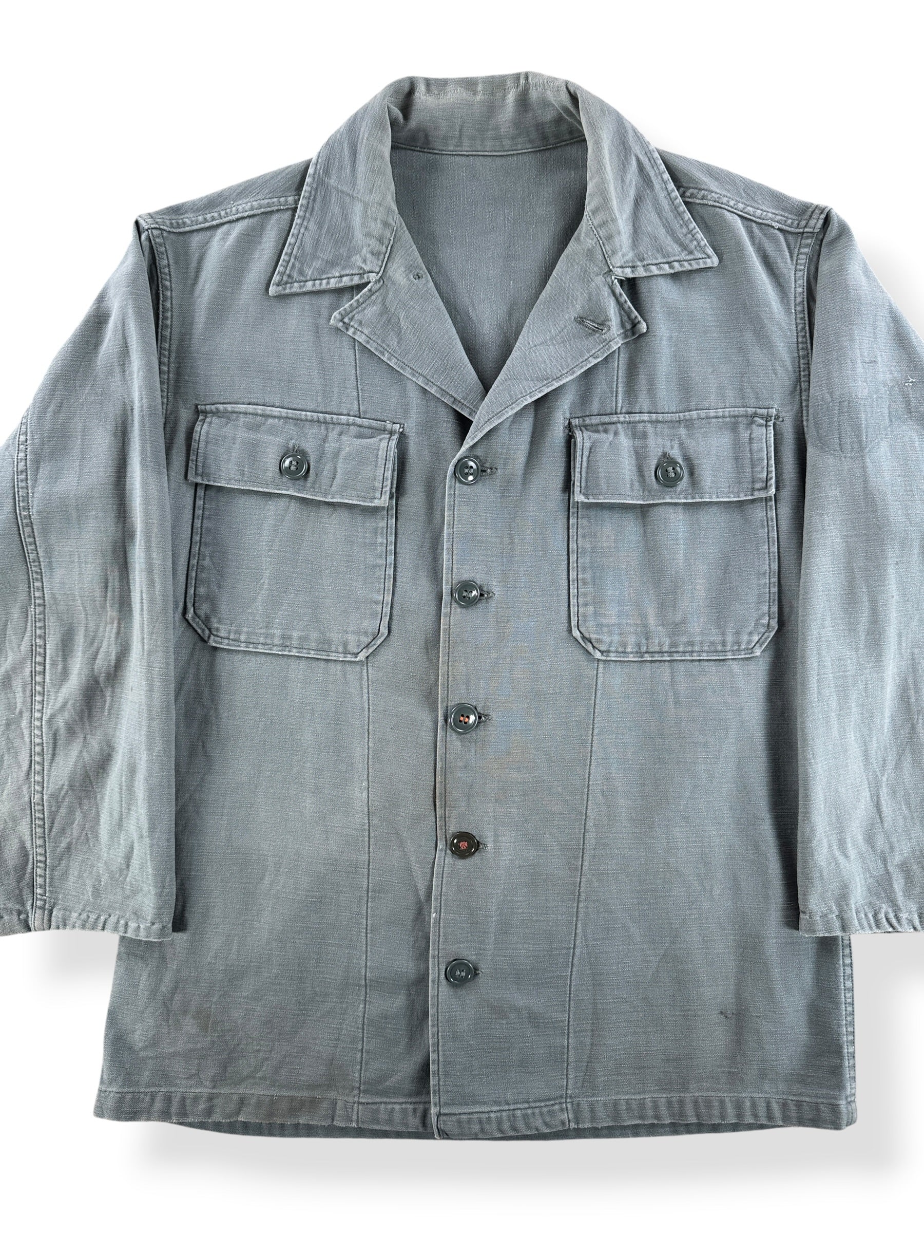 Front Close Up of Vintage Military Field Shirt SZ S/M