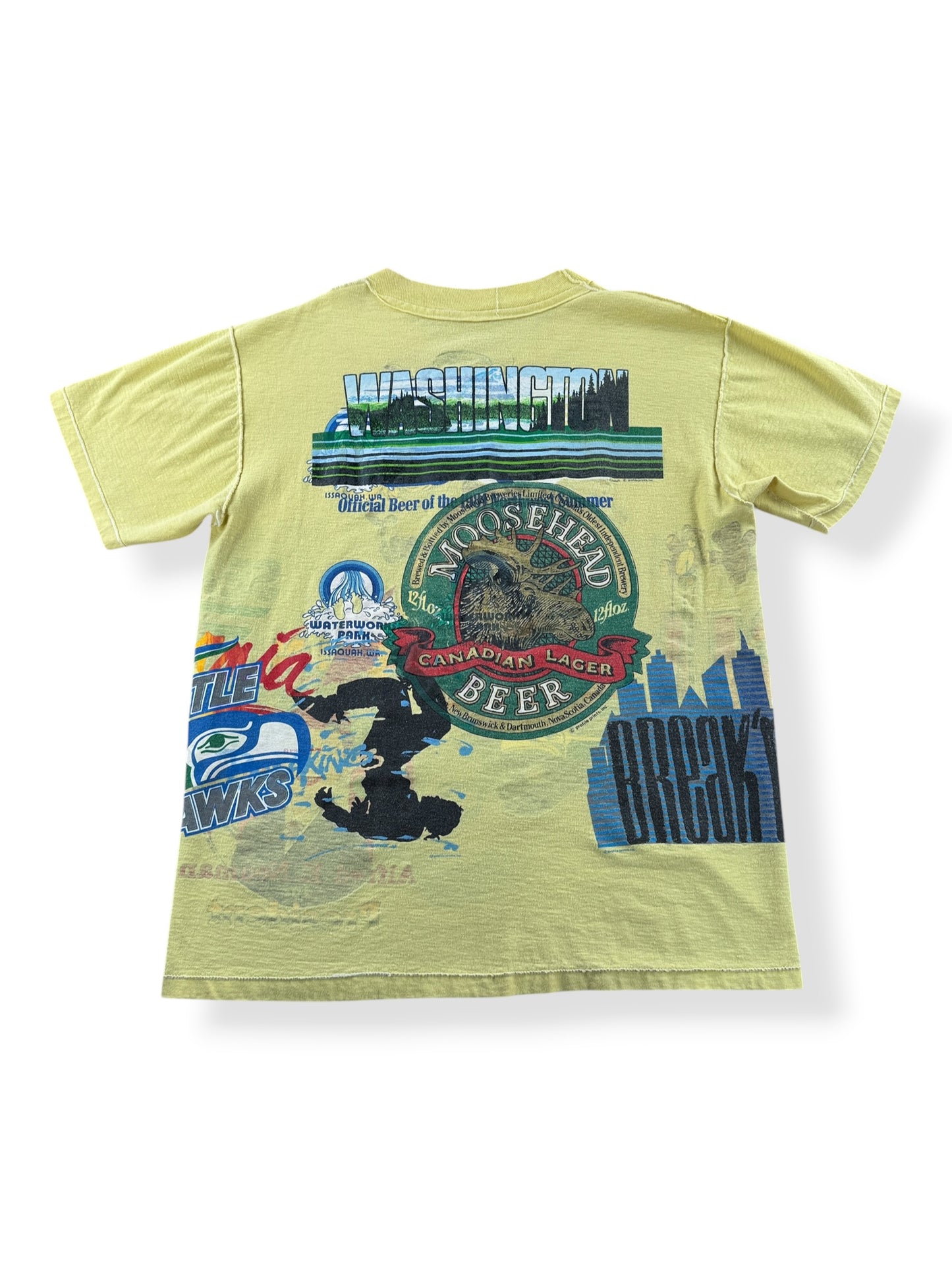Back of inside out Vintage 1990s Washington Test Print Tee SZ M