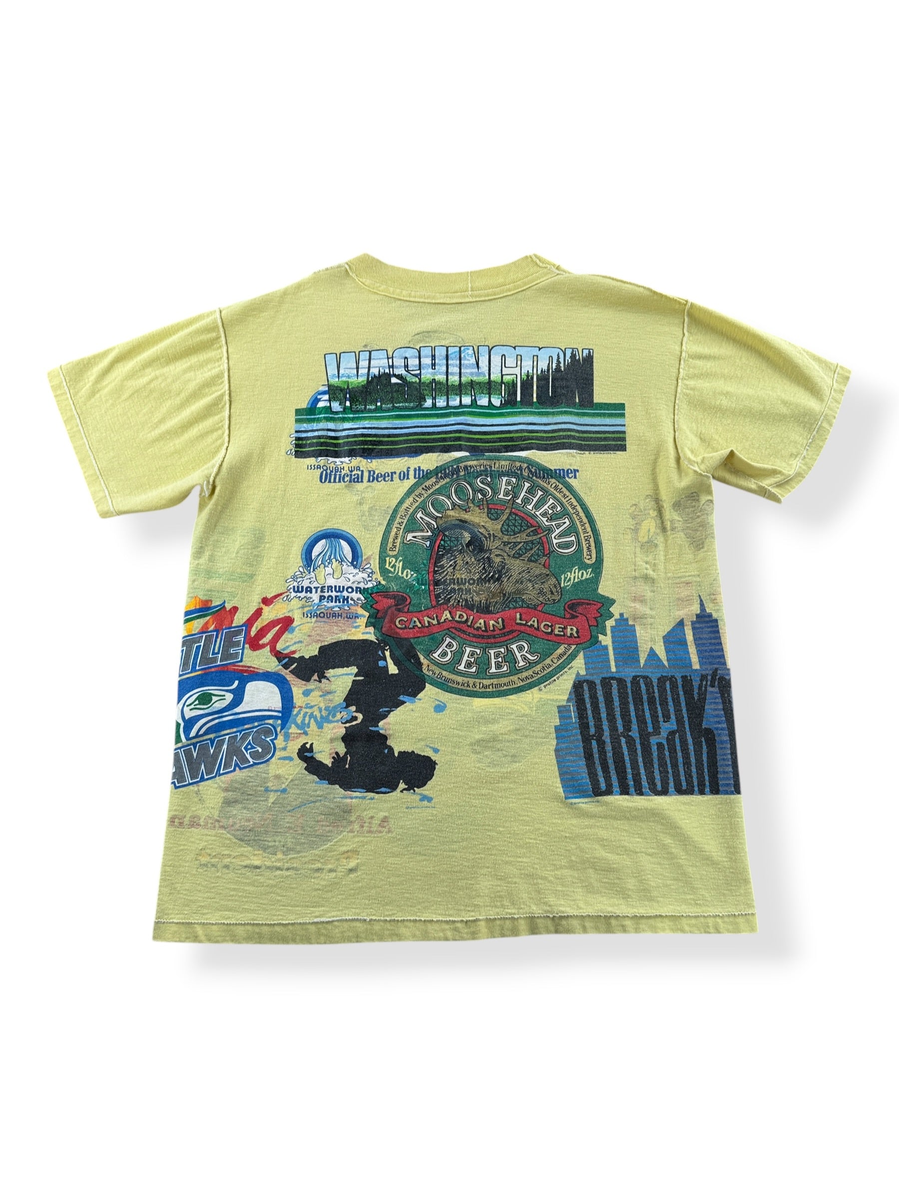 Back of inside out Vintage 1990s Washington Test Print Tee SZ M