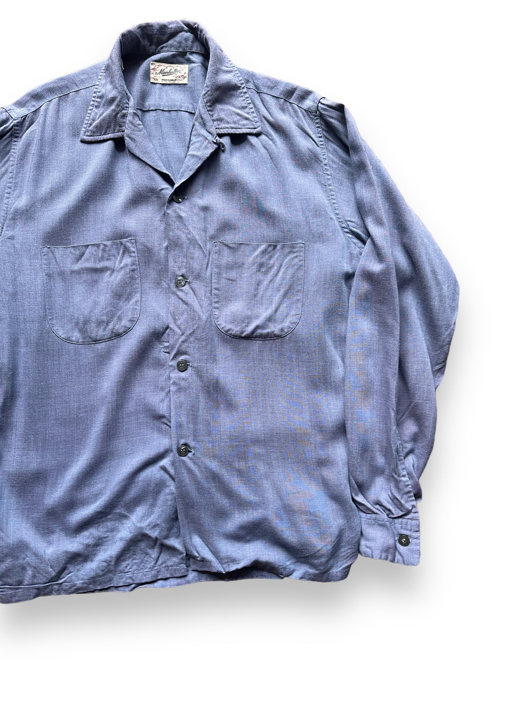 Front Left View of Vintage Manhattan Loop Collar Shirt SZ M | Vintage Rockabilly Shirt Seattle | Barn Owl Vintage Seattle