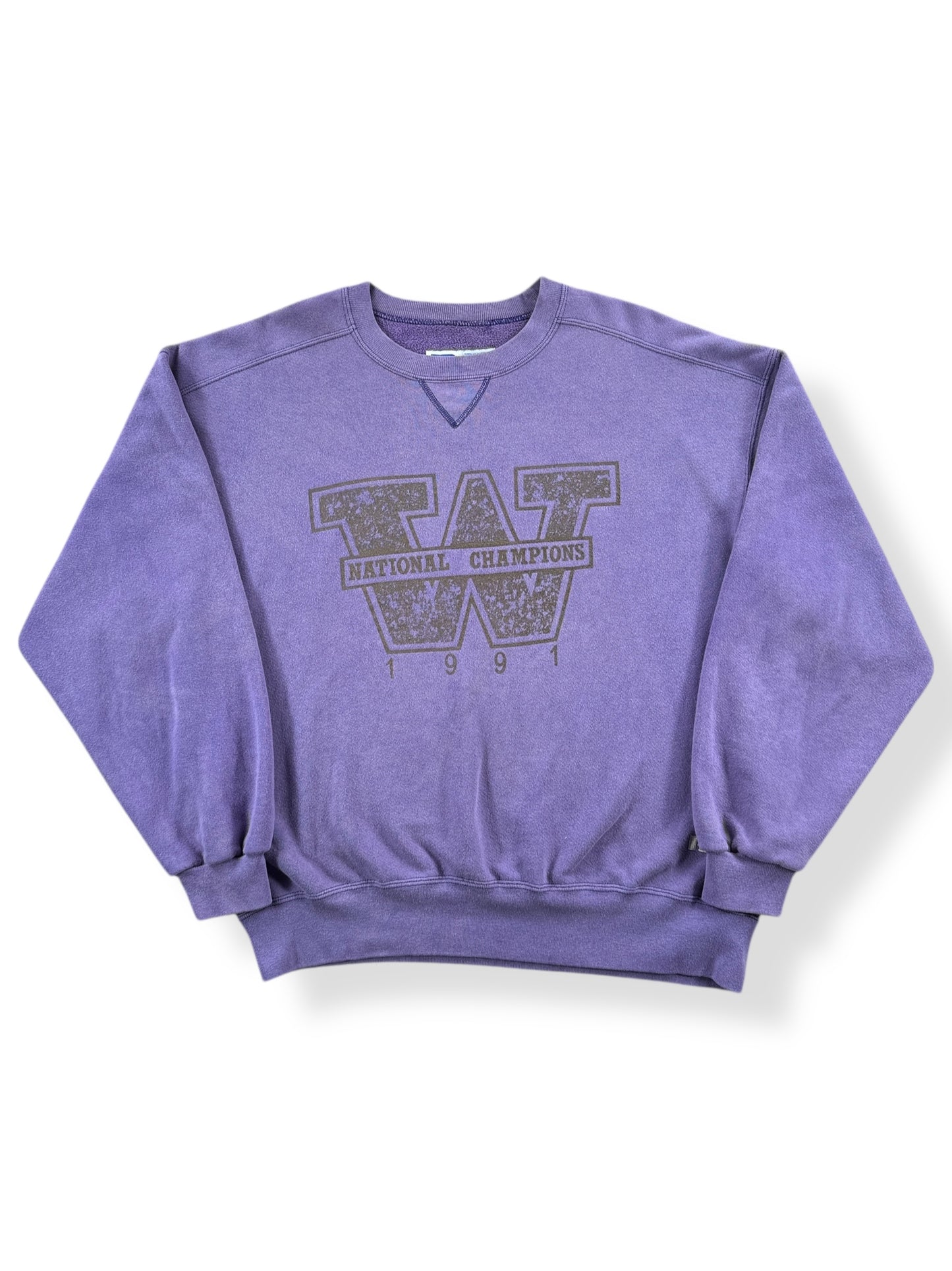 Front of Vintage UW '91 National Champs Crewneck SZ XL