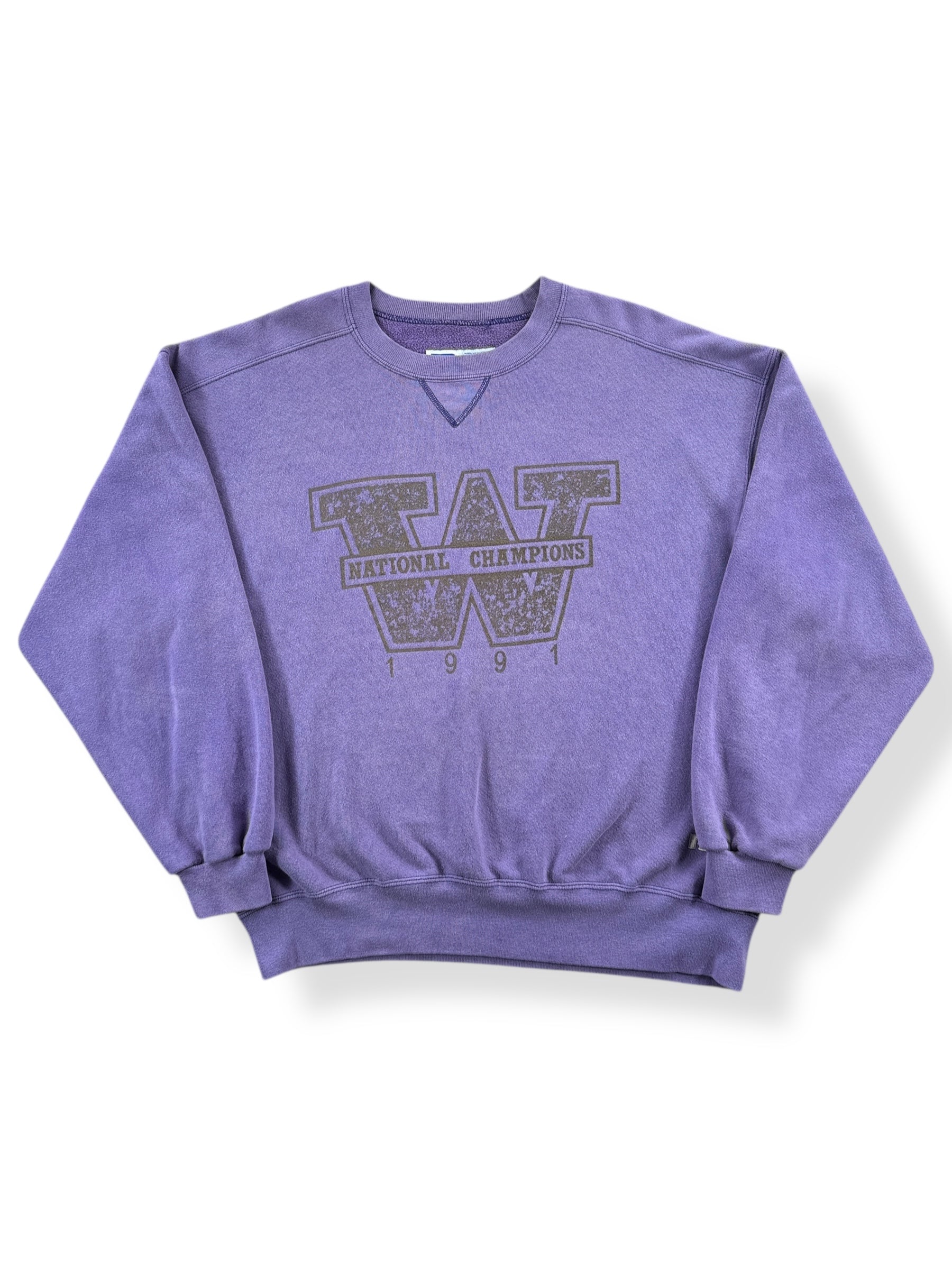 Front of Vintage UW '91 National Champs Crewneck SZ XL