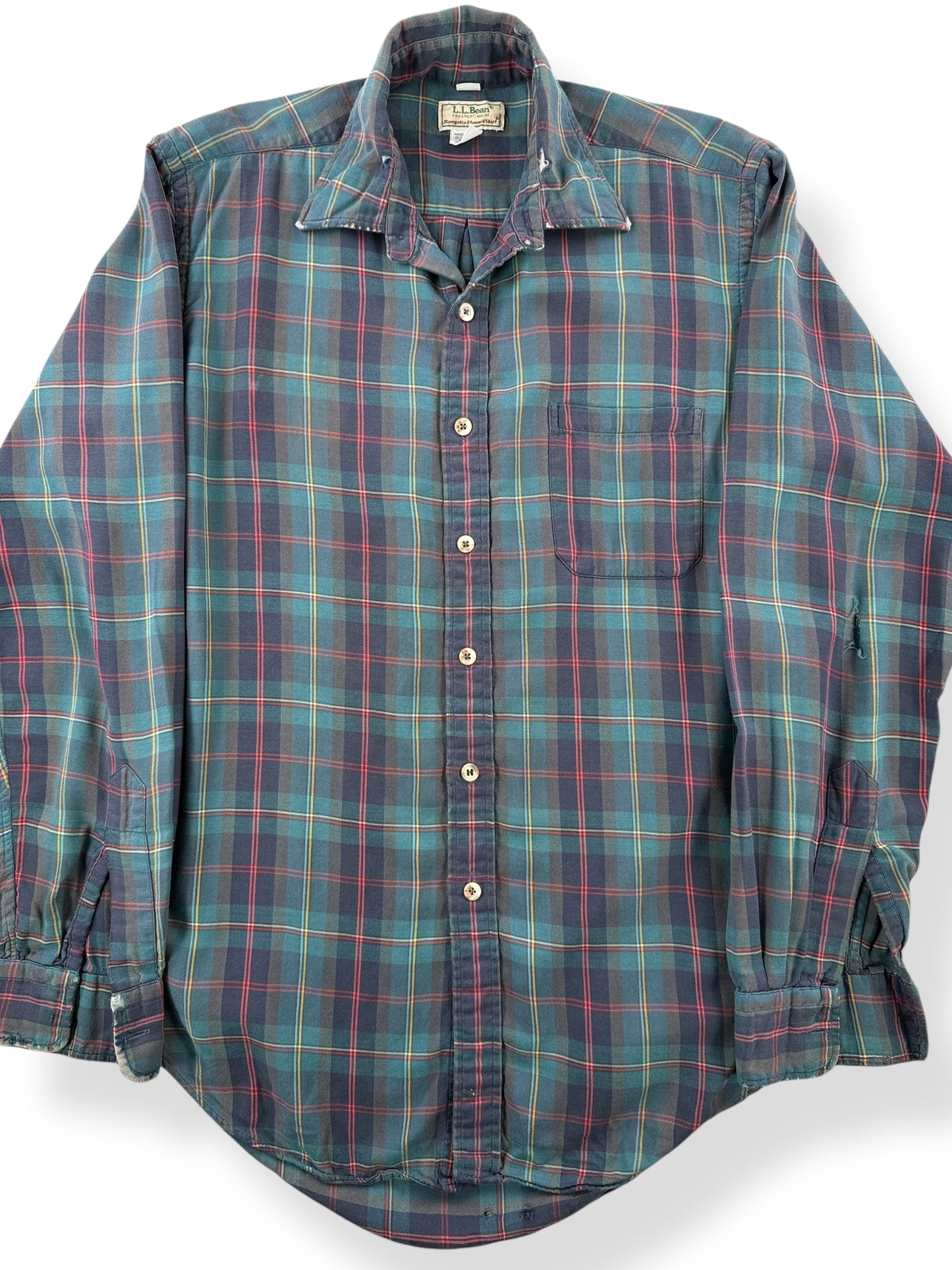 Front Close Up of Vintage LL Bean Rangeley Flannel SZ M Long