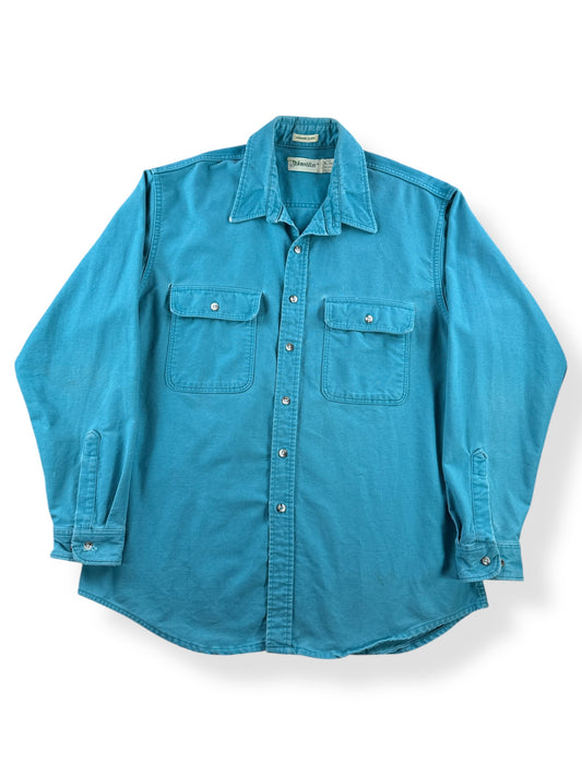 Front of Vintage St. John's Bay Teal Chamois Shirt SZ XL Tall