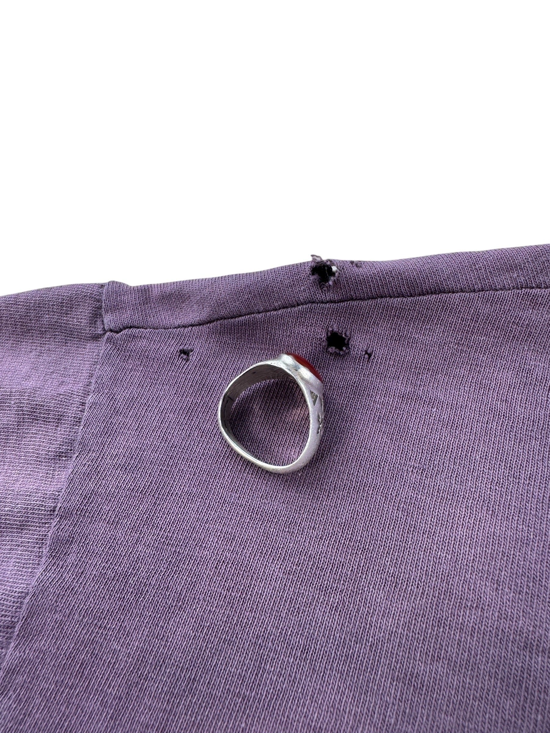 Small holes on shoulder of Vintage 1980s Harley For Bikers Only Kansas Tee SZ L (Fits M)