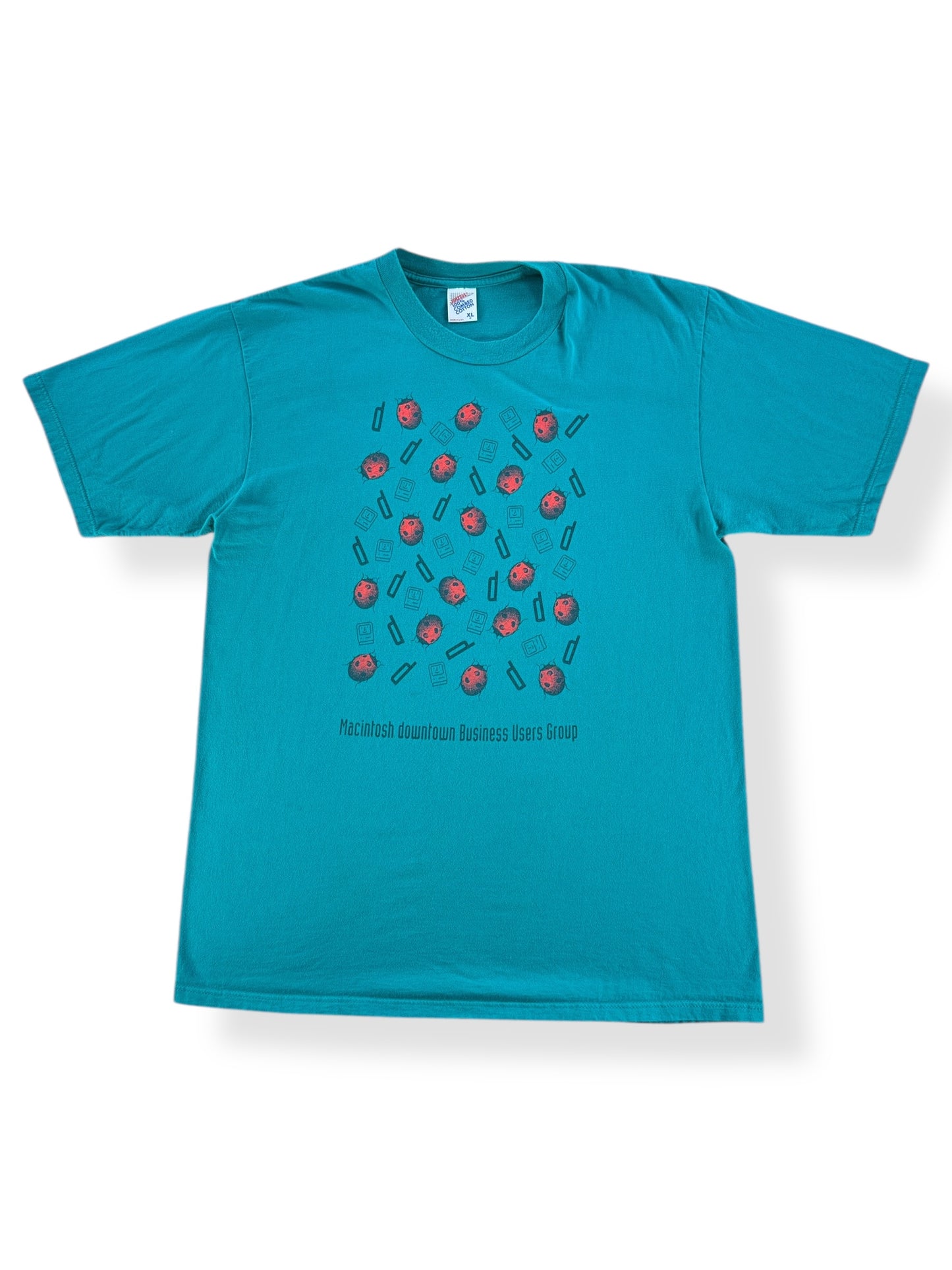 Front of Vintage Macintosh Business Users Group Ladybug Tee SZ L