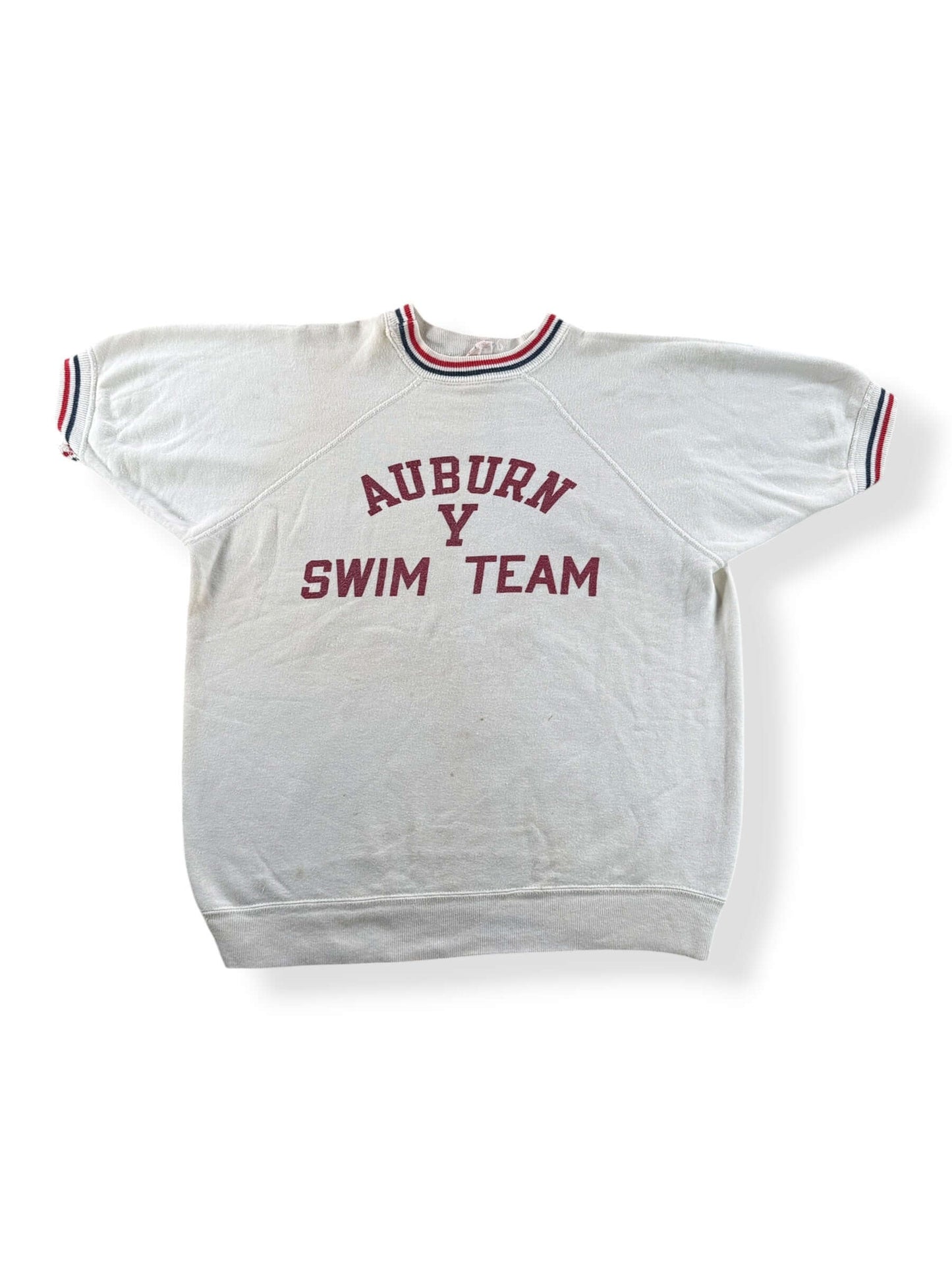Front of Vintage Champion Running Man Auburn Y Swim Team Short Sleeve Crewneck SZ M - AS IS