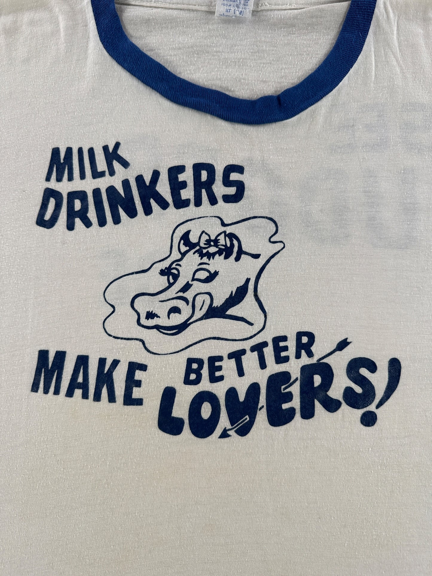 Graphic of Vintage Milk Drinkers Make Better Lovers Ringer Tee SZ XL