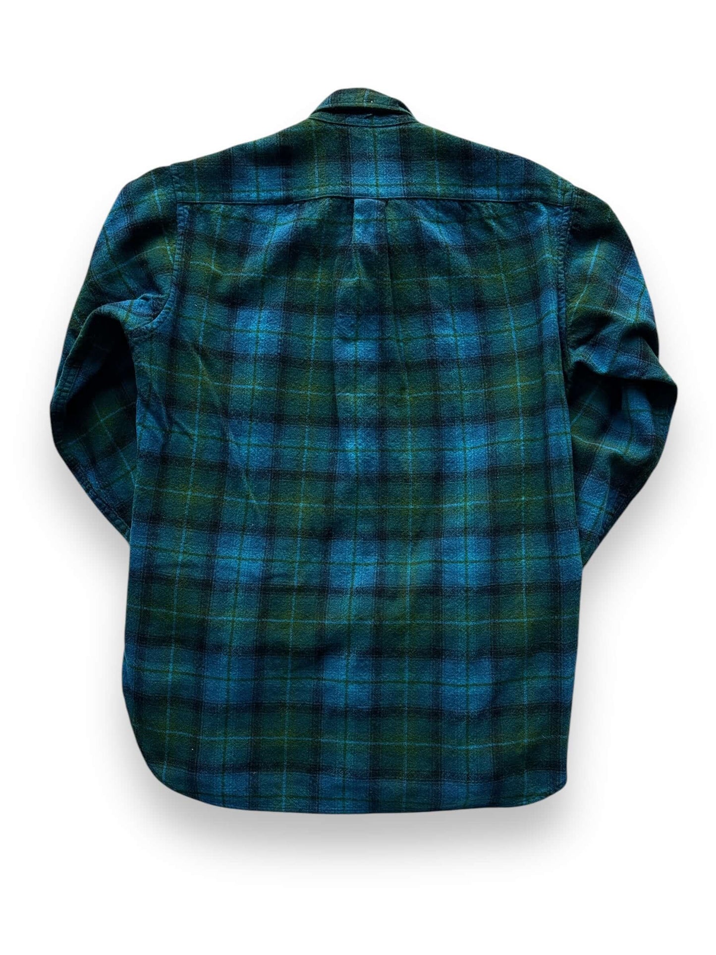 back of Vintage Pendleton Blue/Green Flannel SZ M