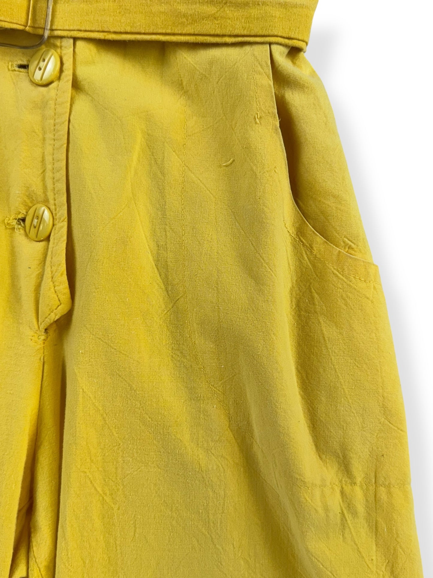 Loose thread on left pocket 1980s Yellow Pantsuit S