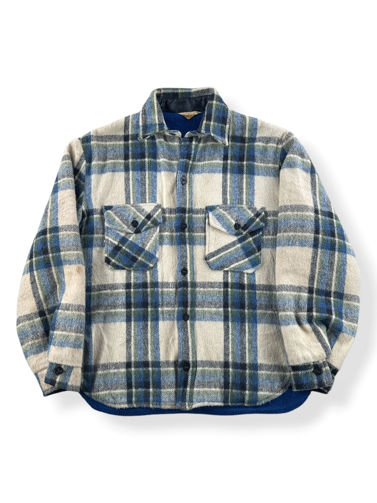 Front of Vintage Blue Plaid CPO Coat SZ M