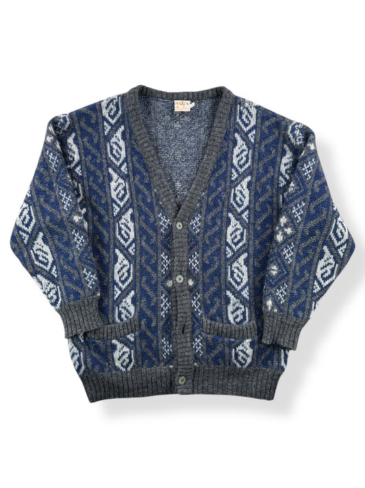 Front of Vintage Wool Patterned Cardigan Sweater SZ L AS IS
