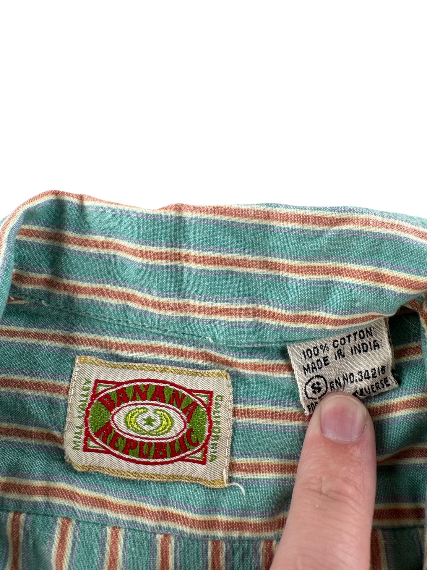Label on Vintage Banana Republic Striped Cotton Shirt SZ S
