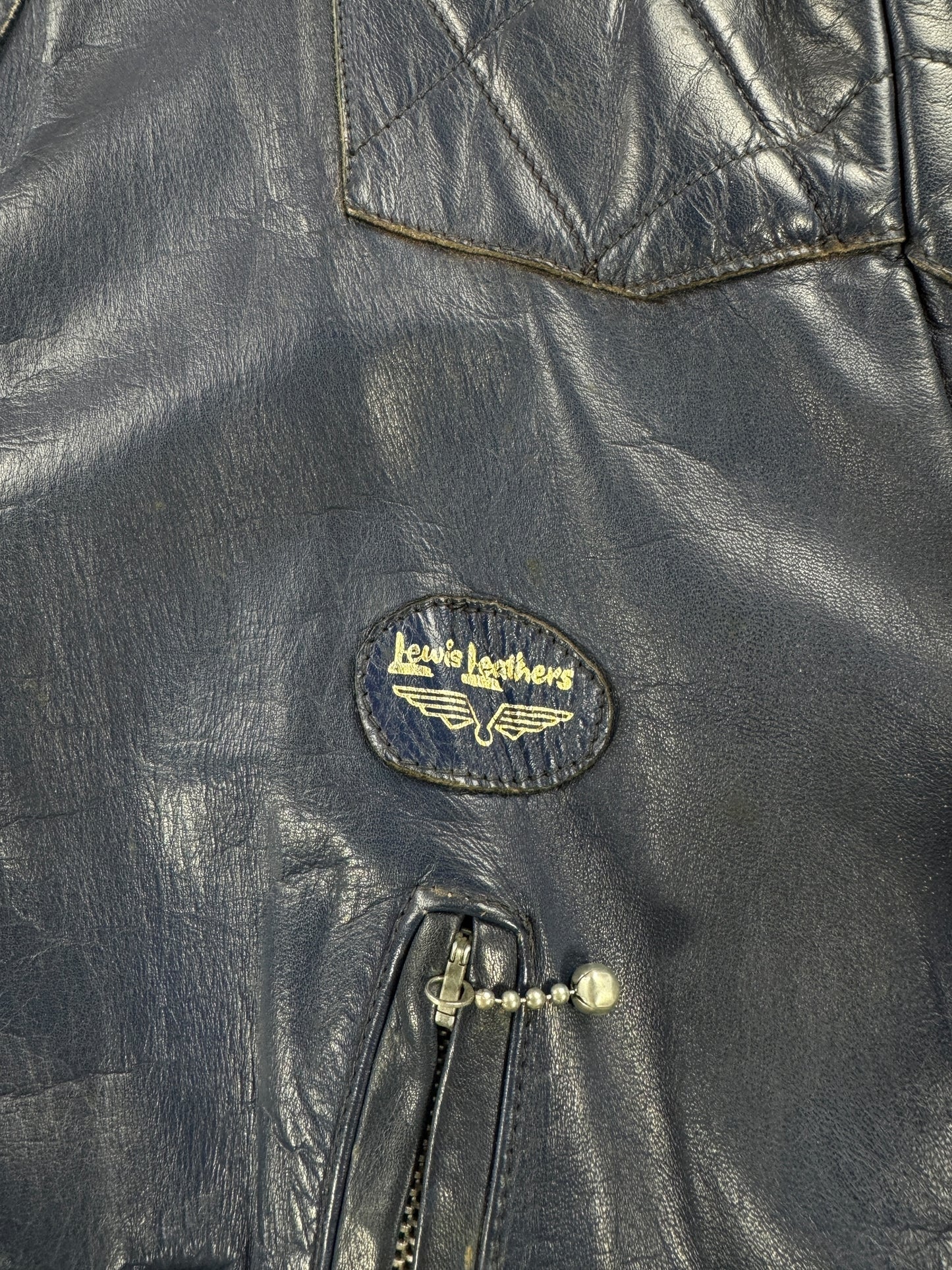 Tag on Vintage 70's Era Lewis Leathers Cafe Cruiser Jacket SZ 44