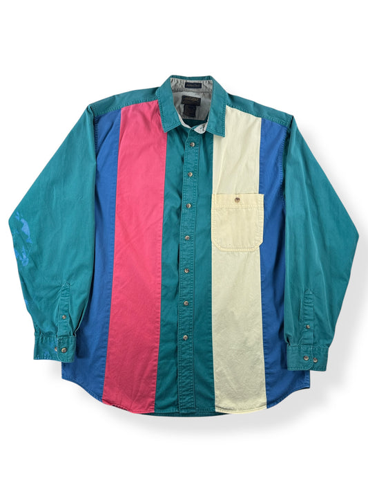Front of Vintage Eddie Bauer Color Block Button Up Shirt SZ XL