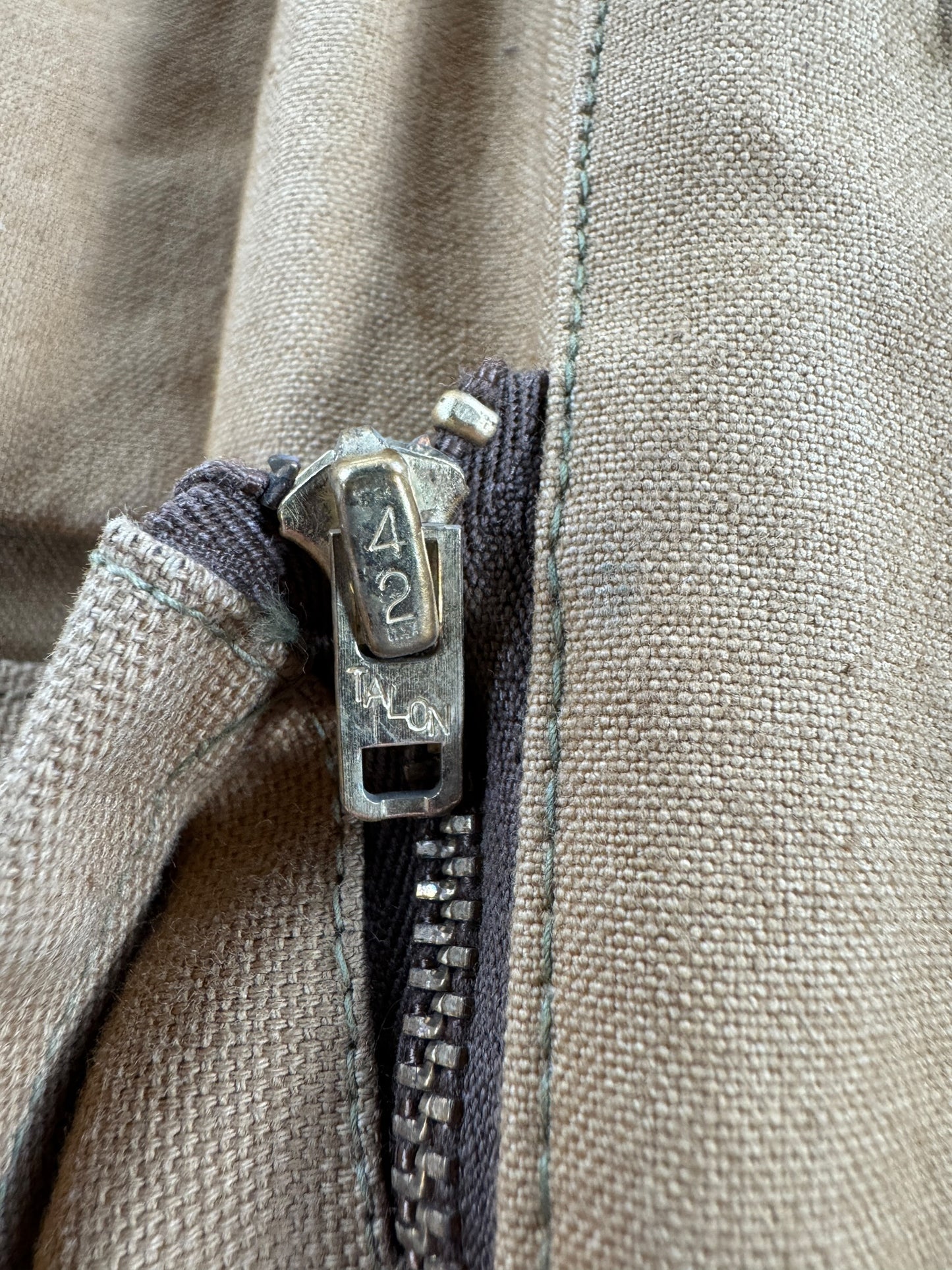 Zipper on Vintage 50s Era Duxbak Hunting Jacket SZ XL