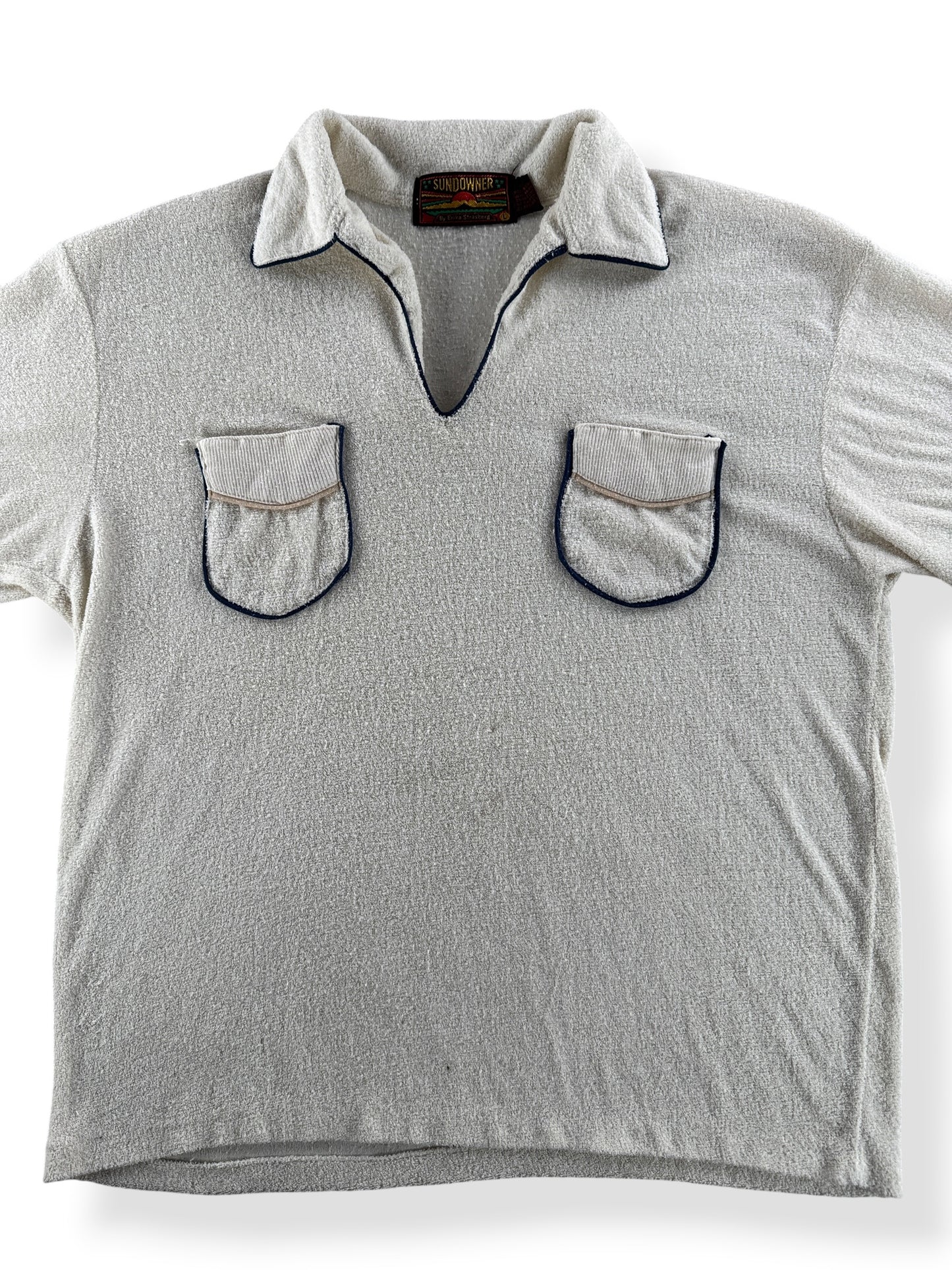 Close-up of Vintage 70's Sun Downer Terry Cloth Shirt SZ L
