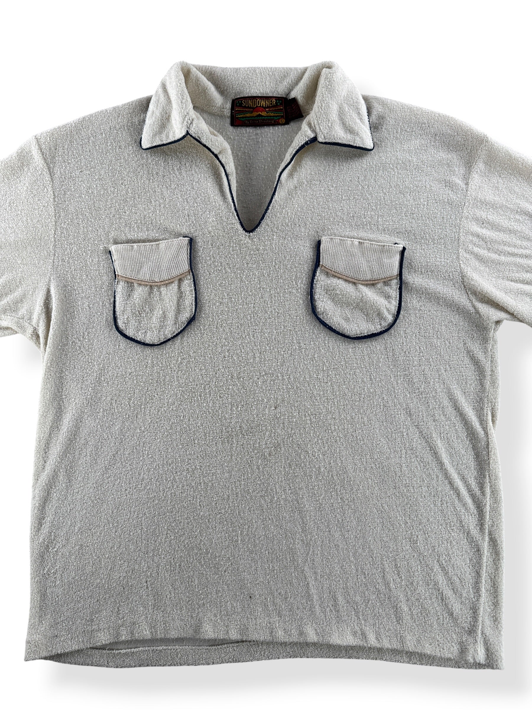 Close-up of Vintage 70's Sun Downer Terry Cloth Shirt SZ L
