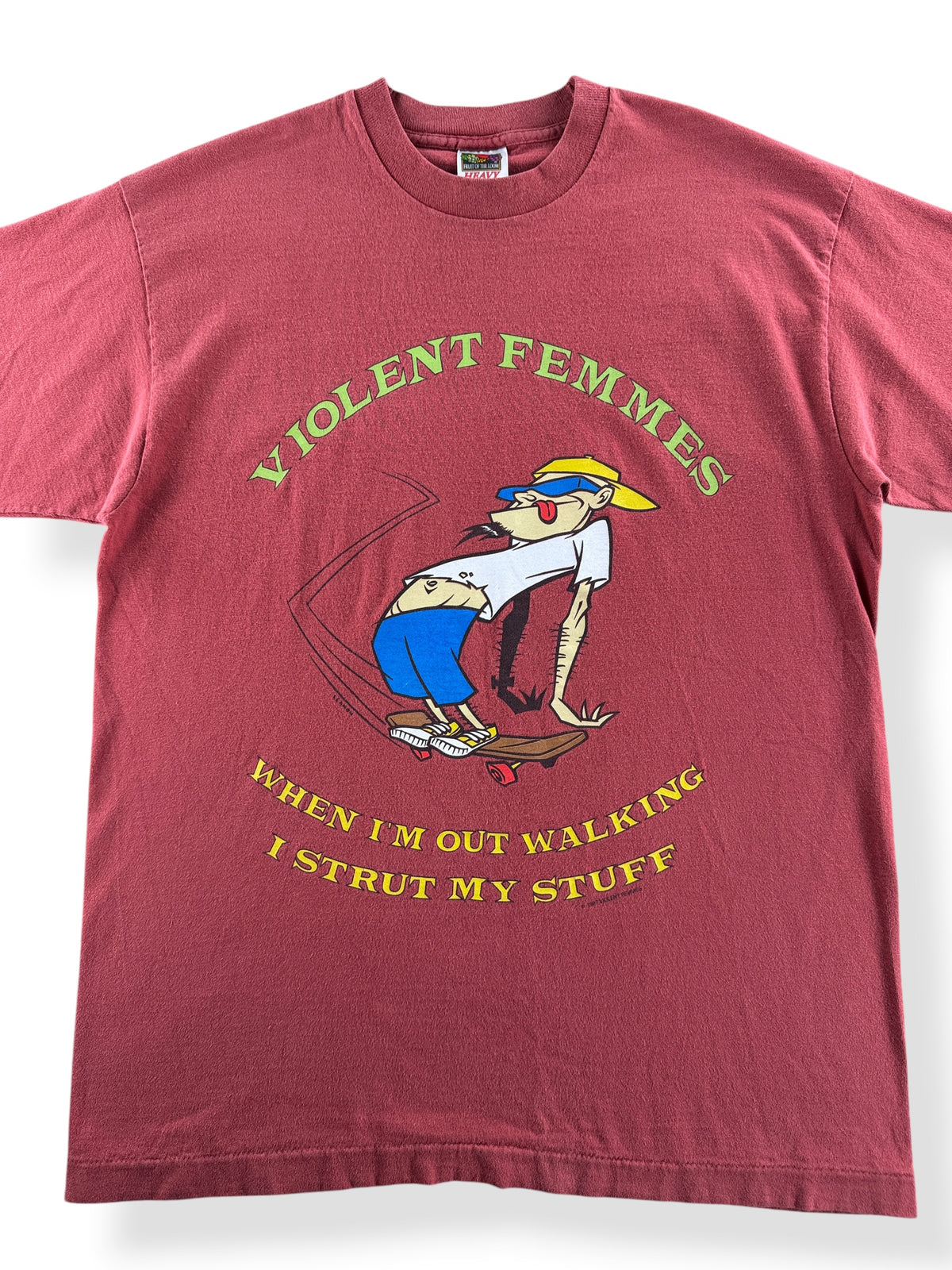 Close-up of Vintage 1997 Violent Femmes Sk8 Tee SZ L