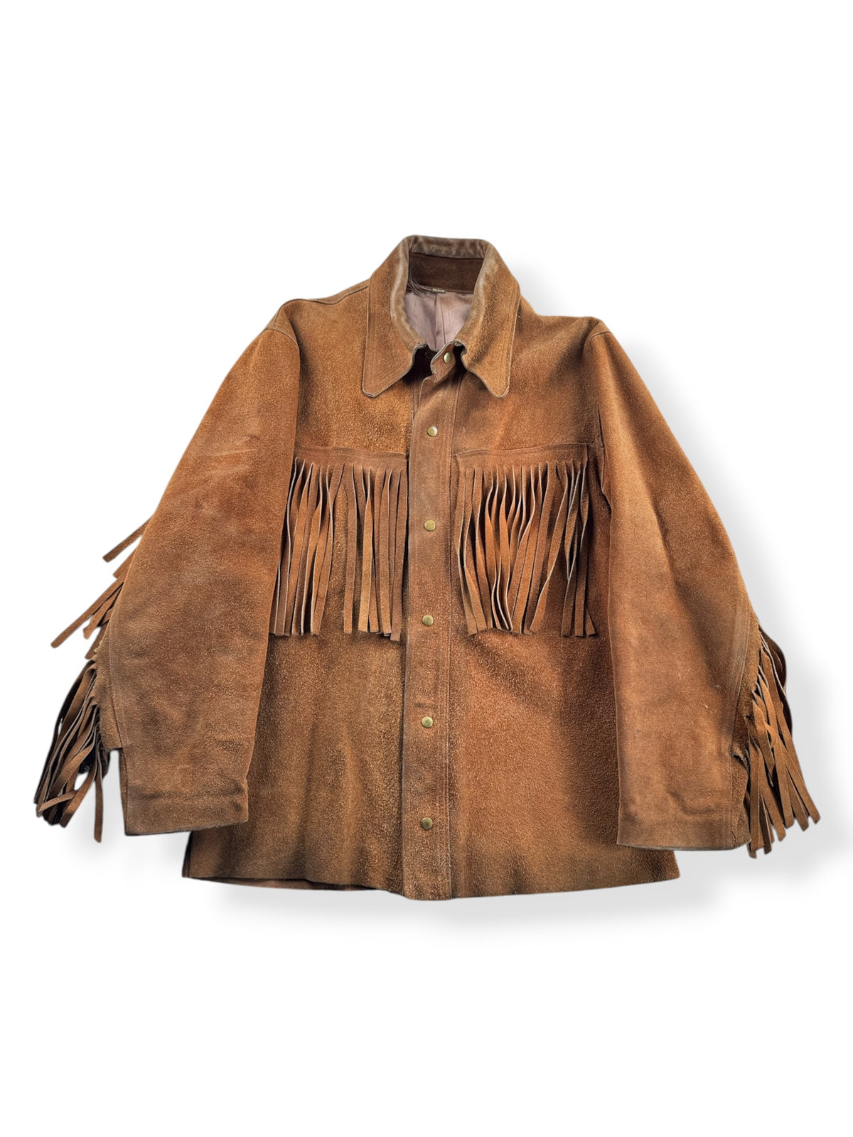 Front of Vintage Fringe Suede Jacket SZ 40