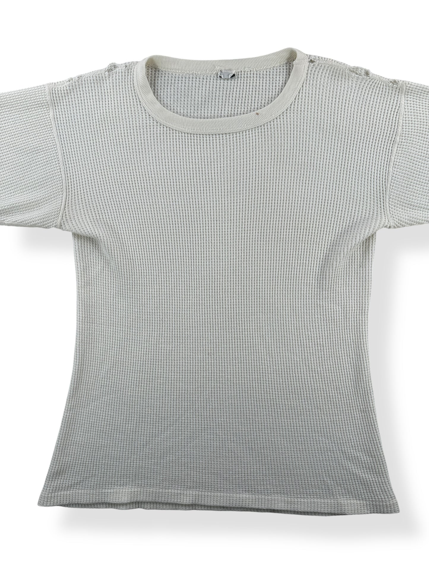 Front Close Up of Vintage Brant Short Sleeve Waffle Thermal AS IS SZ L