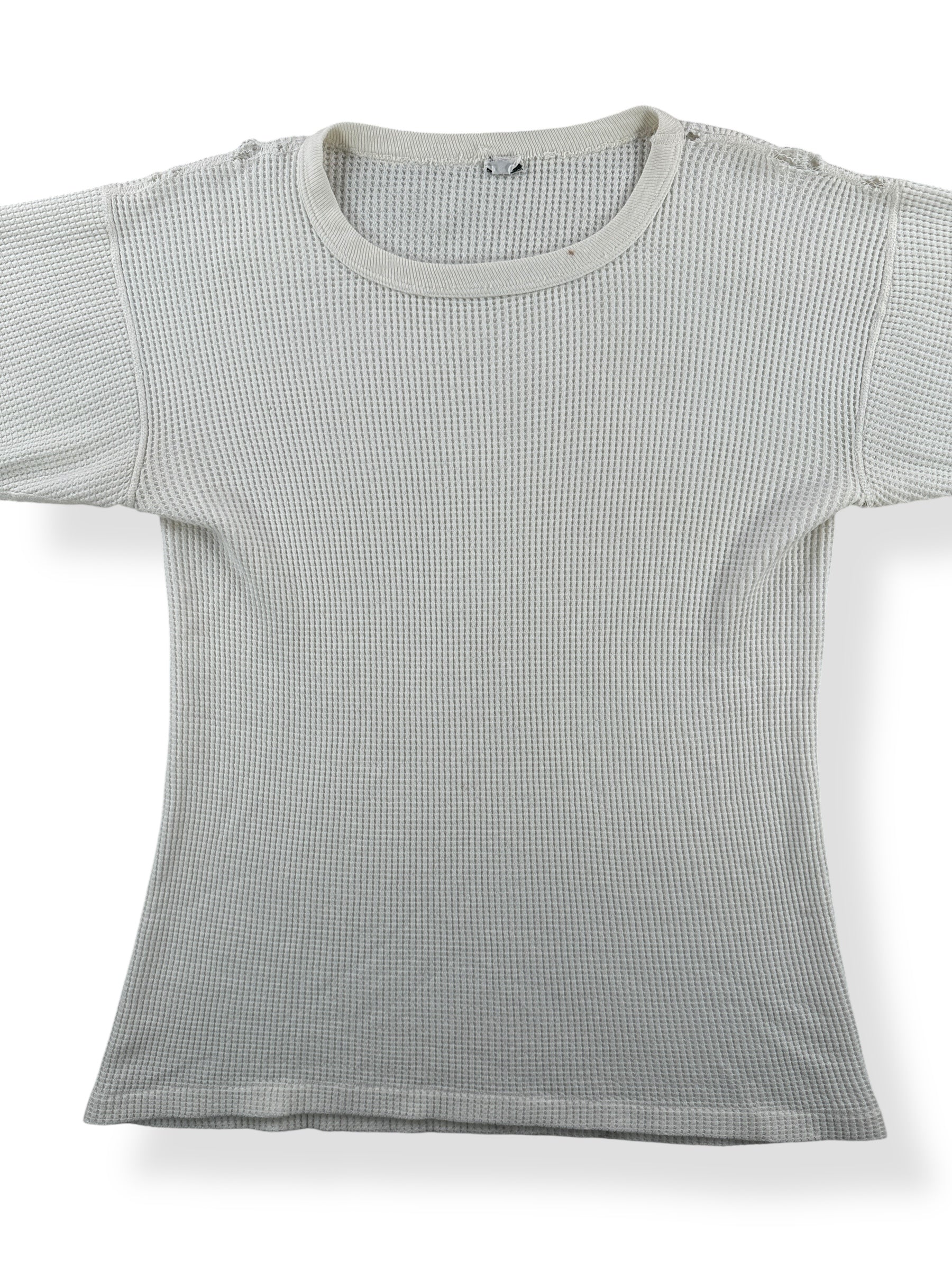 Front Close Up of Vintage Brant Short Sleeve Waffle Thermal AS IS SZ L