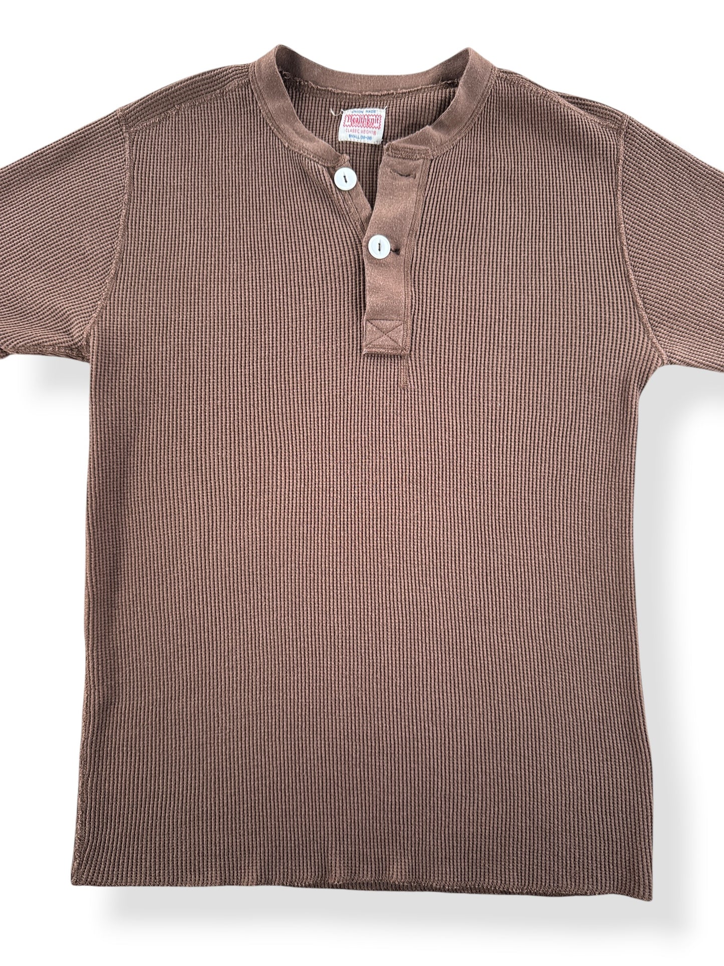 Front Close Up of Vintage Healthknit Short Sleeve Thermal SZ S
