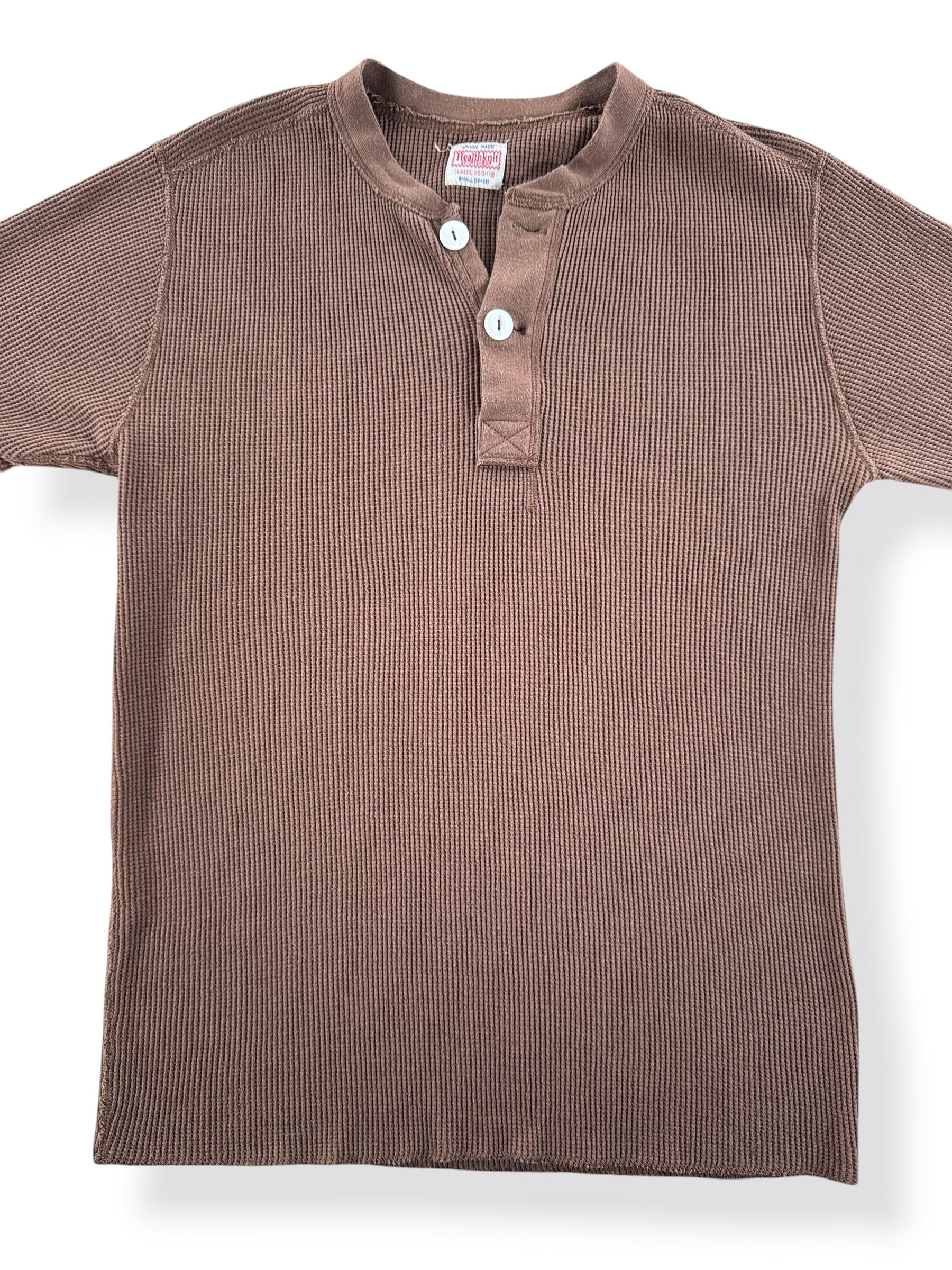 Front Close Up of Vintage Healthknit Short Sleeve Thermal SZ S