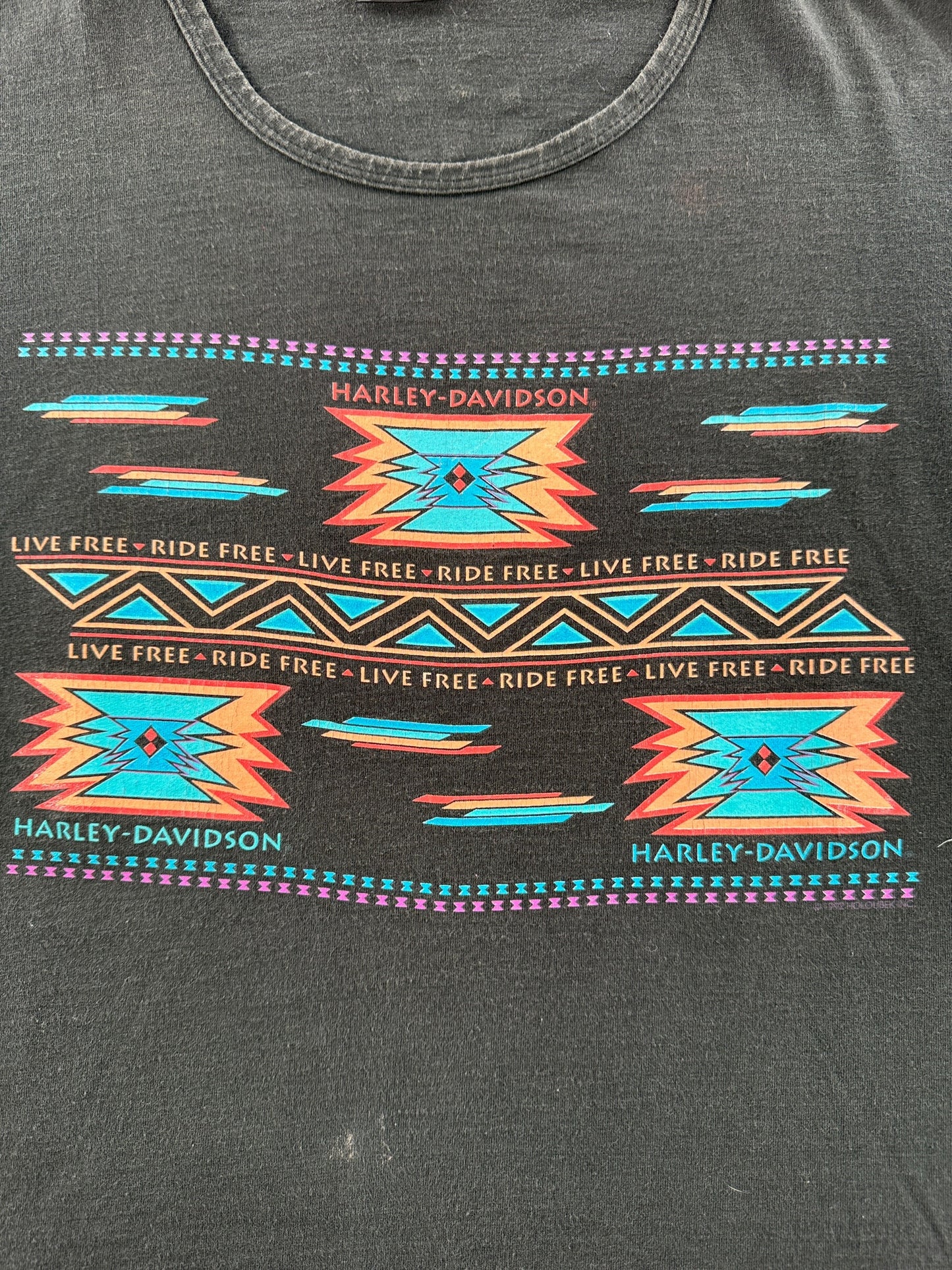Graphic of Vintage Harley-Davidson Live Free Ride Free Tee SZ L
