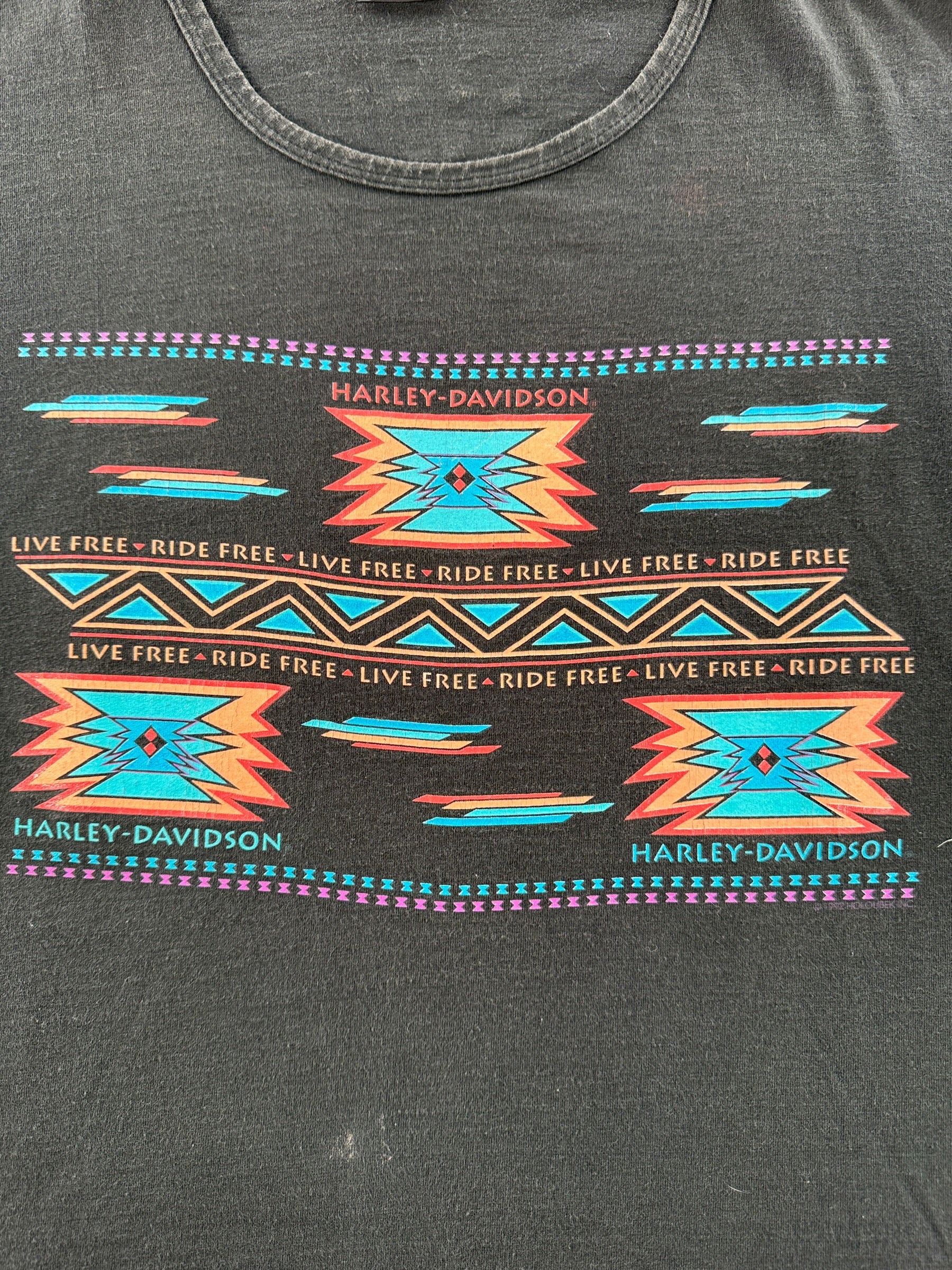Graphic of Vintage Harley-Davidson Live Free Ride Free Tee SZ L