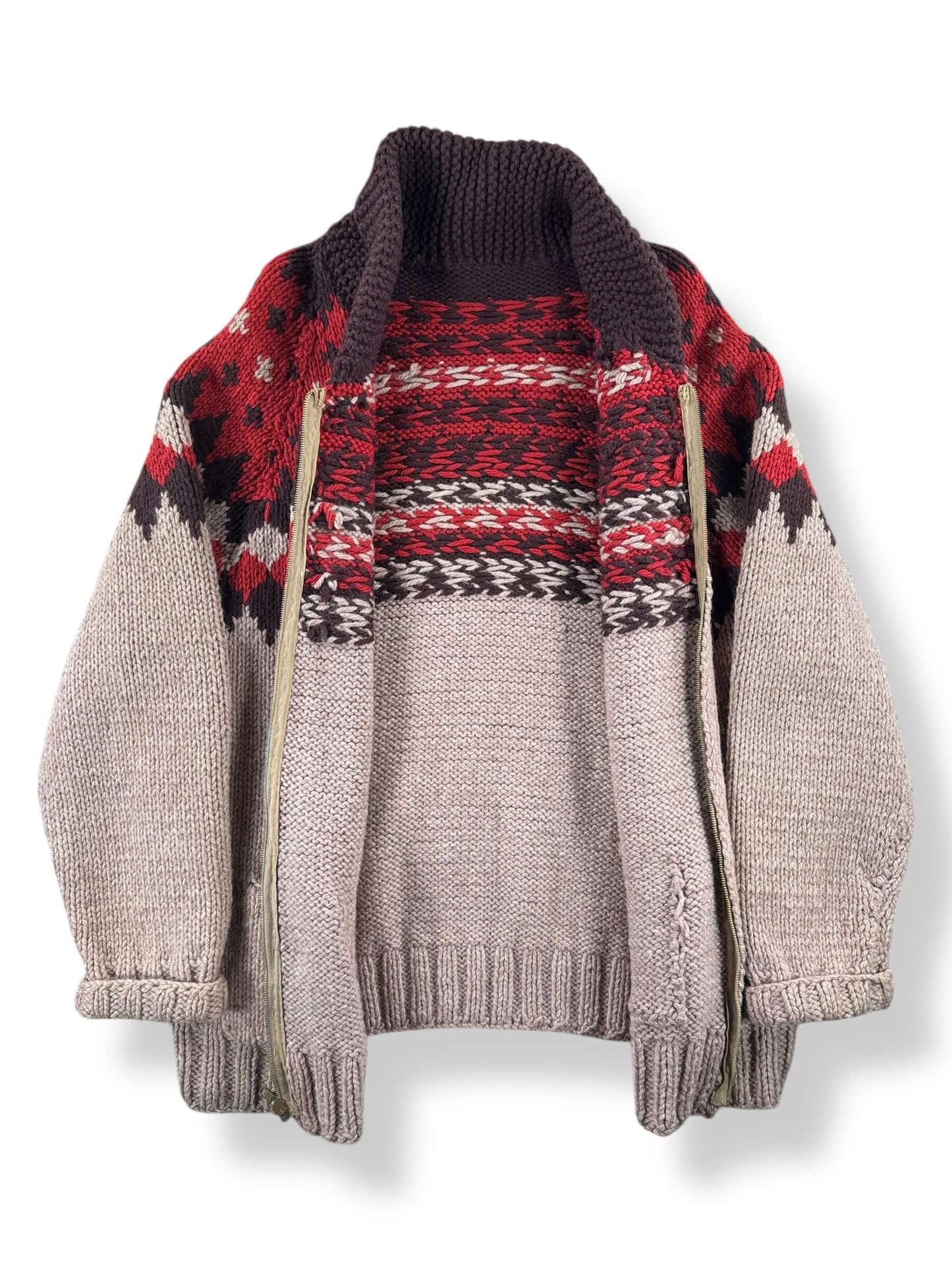 Inside of Vintage Cowichan Style Sweater SZ L